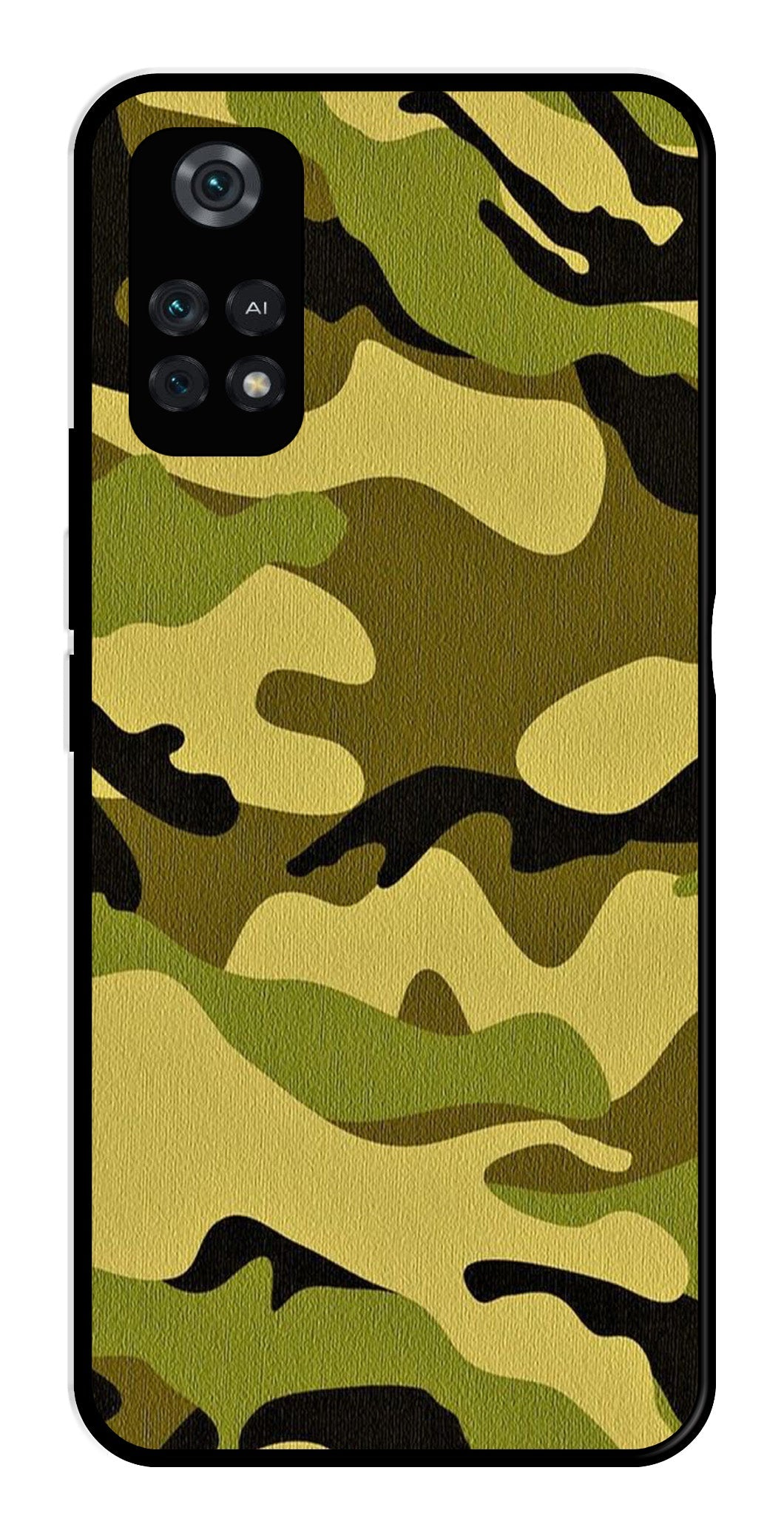 Army Pattern Metal Mobile Case for Poco M4 Pro   (Design No -35)