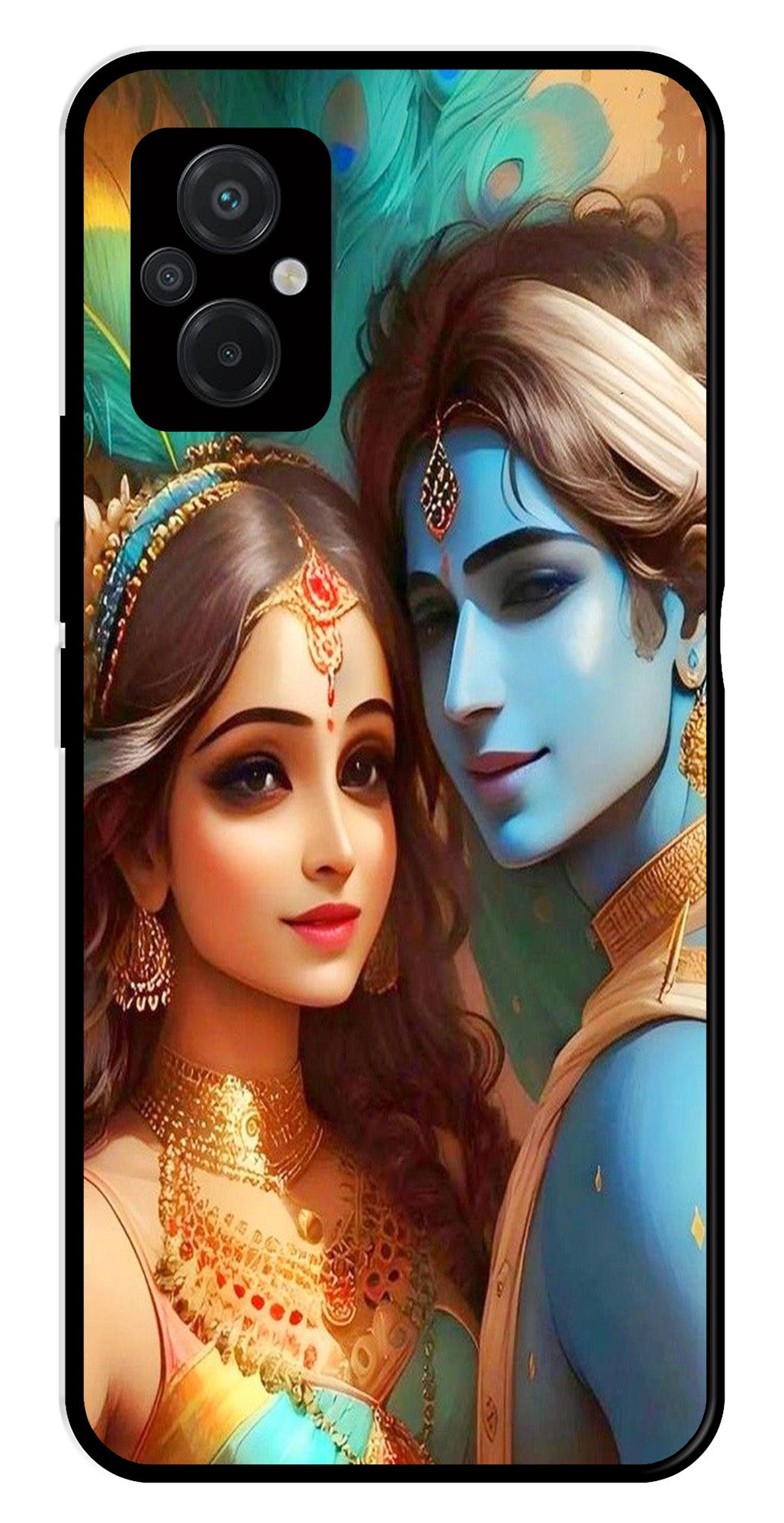 Lord Radha Krishna Metal Mobile Case for Poco M5   (Design No -01)