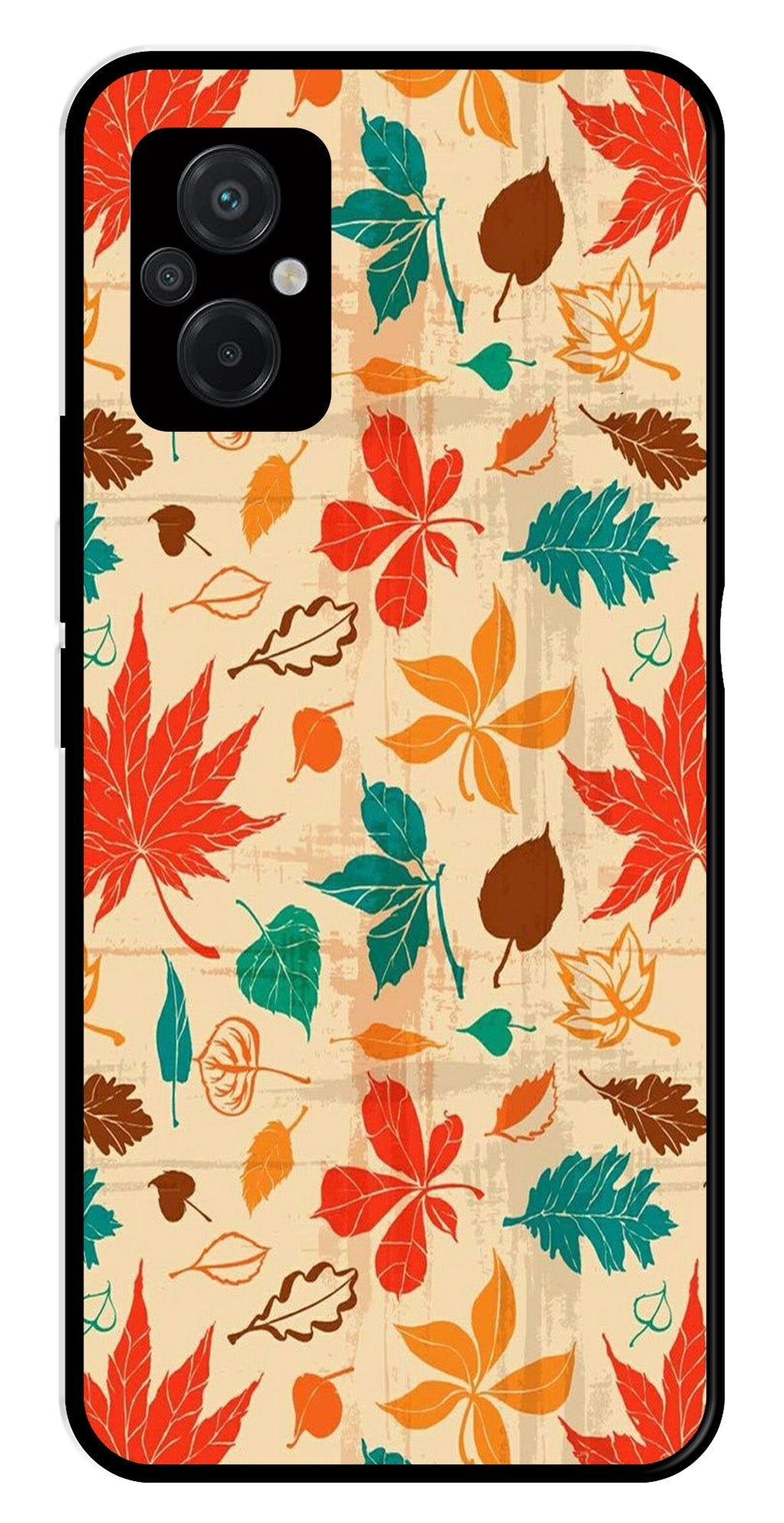 Leafs Design Metal Mobile Case for Poco M5   (Design No -14)