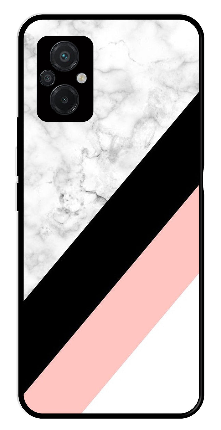 Marble Design Metal Mobile Case for Poco M5   (Design No -24)