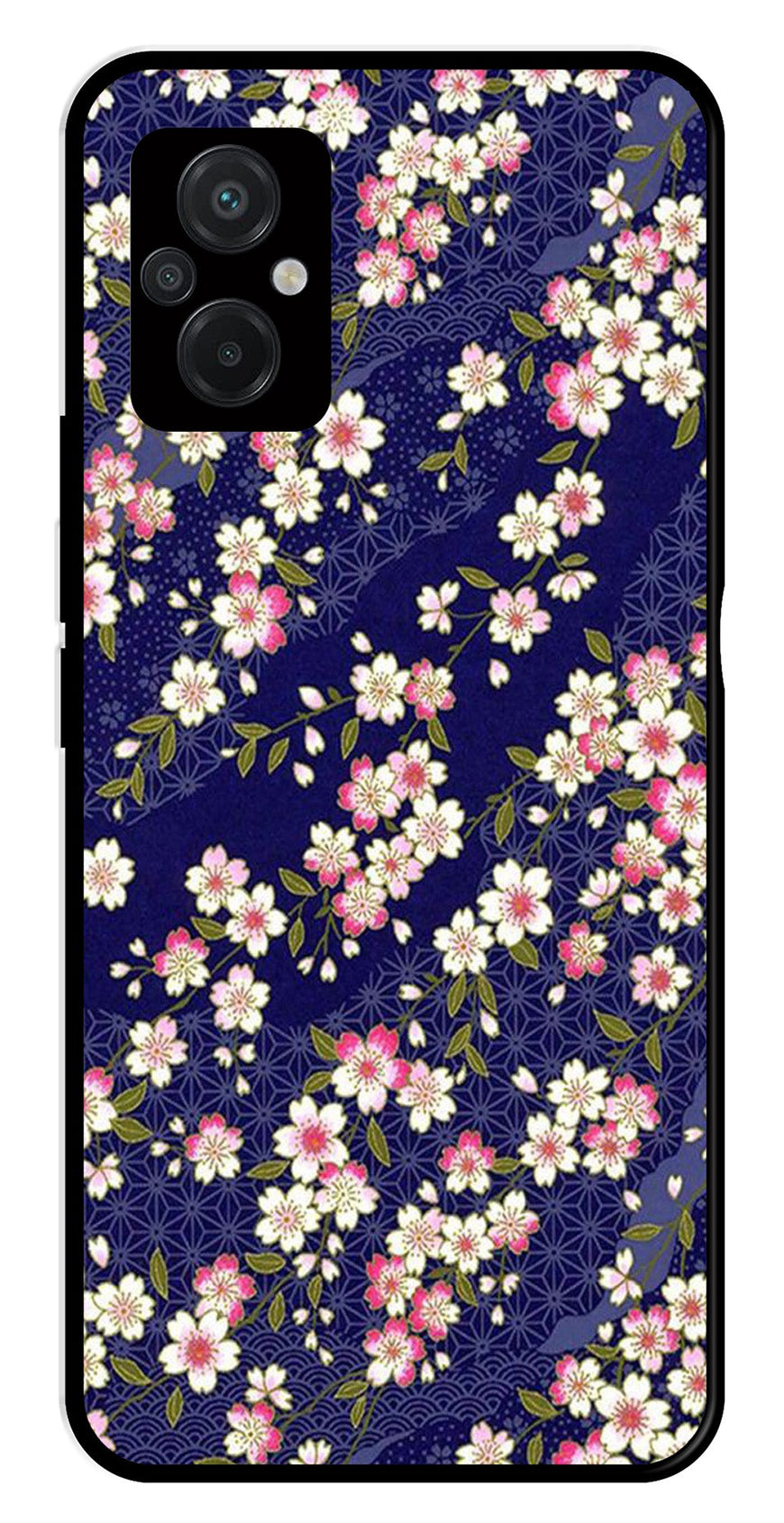 Flower Design Metal Mobile Case for Poco M5   (Design No -25)