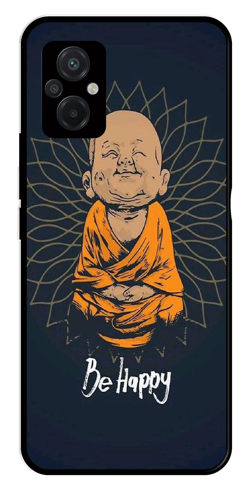 Be Happy Metal Mobile Case for Poco M5   (Design No -27)