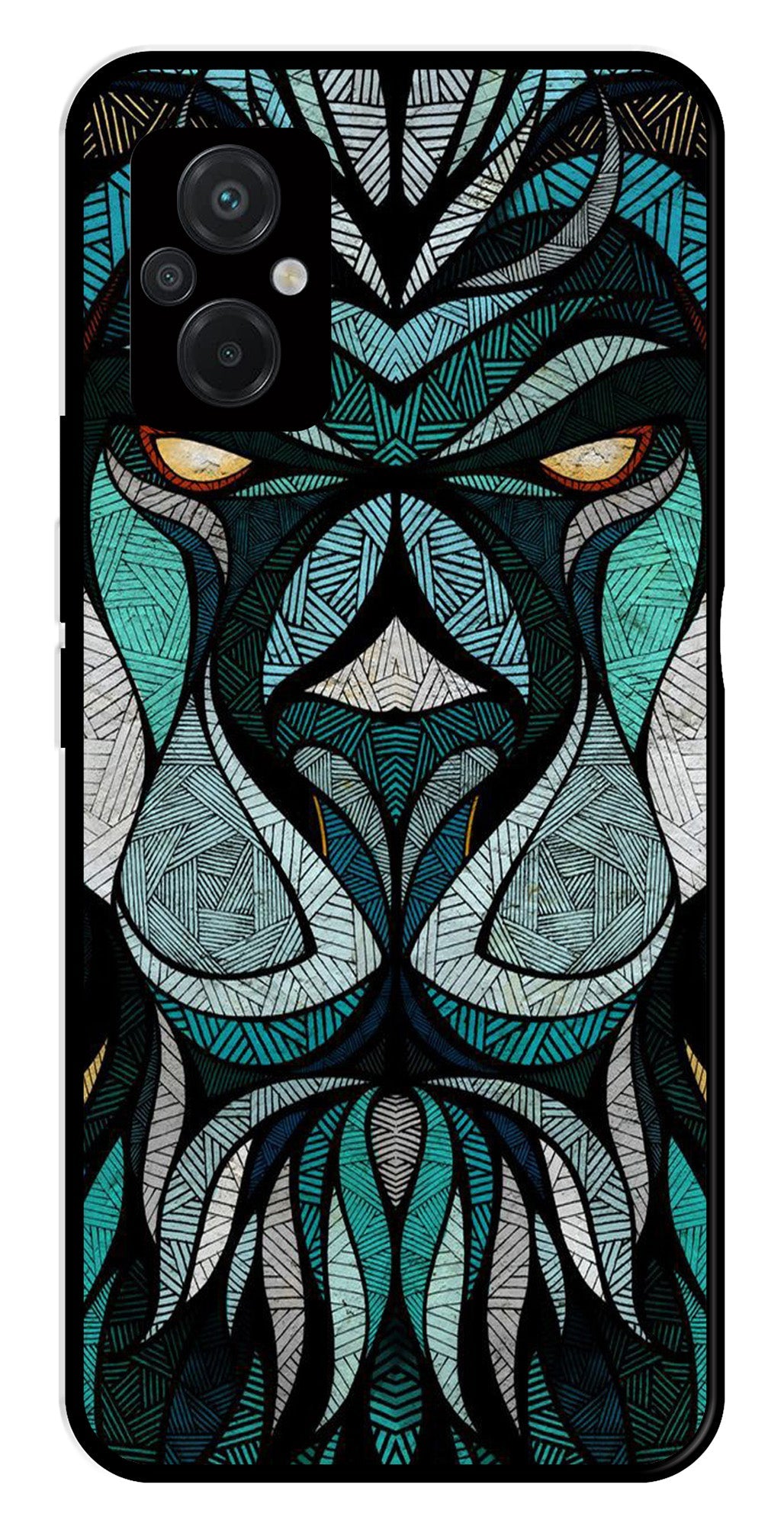 Lion Pattern Metal Mobile Case for Poco M5   (Design No -40)