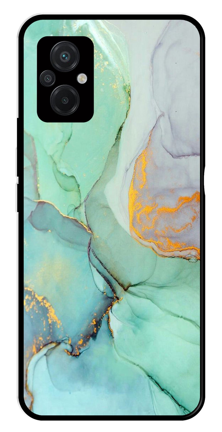 Marble Design Metal Mobile Case for Poco M5   (Design No -46)