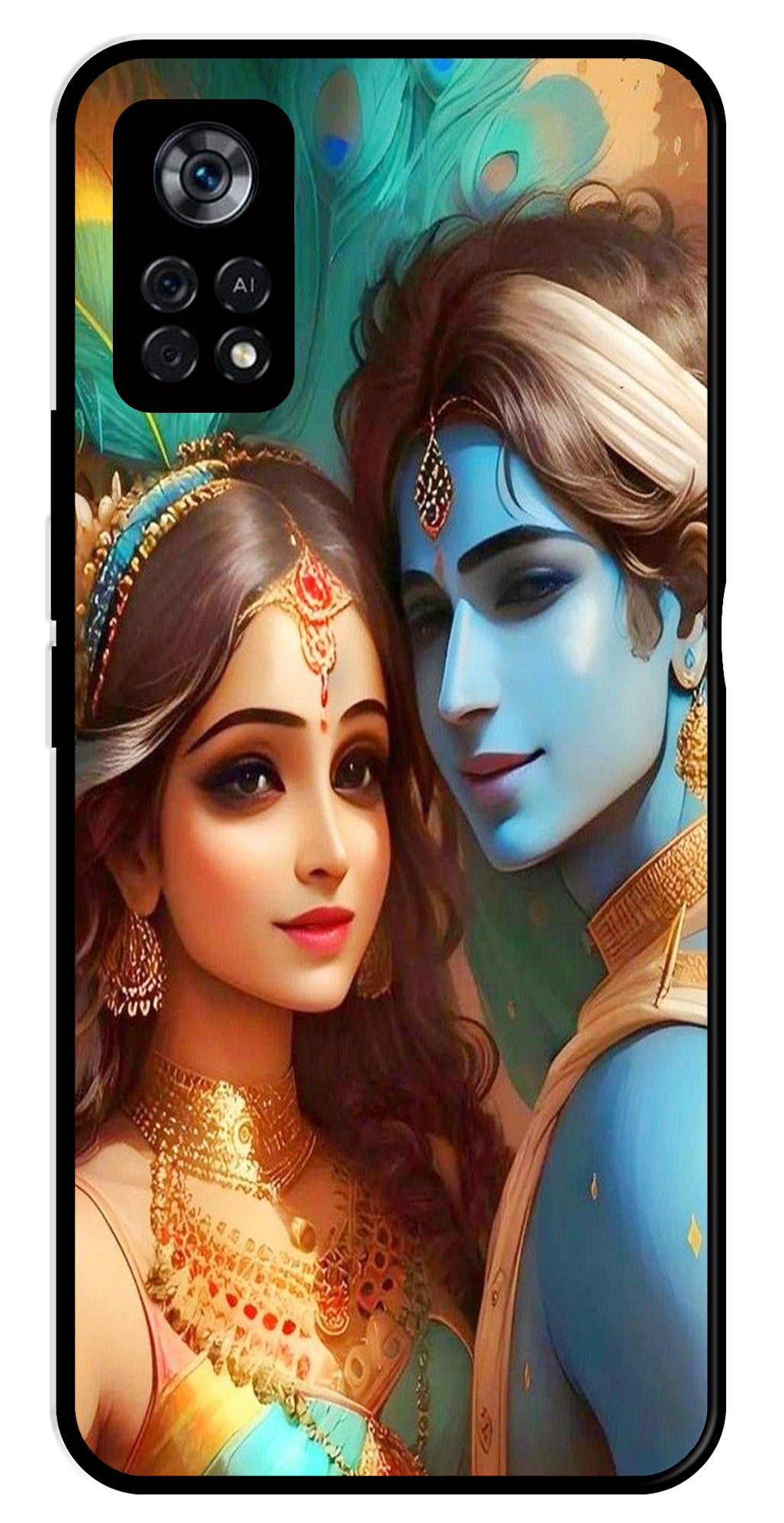 Lord Radha Krishna Metal Mobile Case for Poco X4 Pro   (Design No -01)