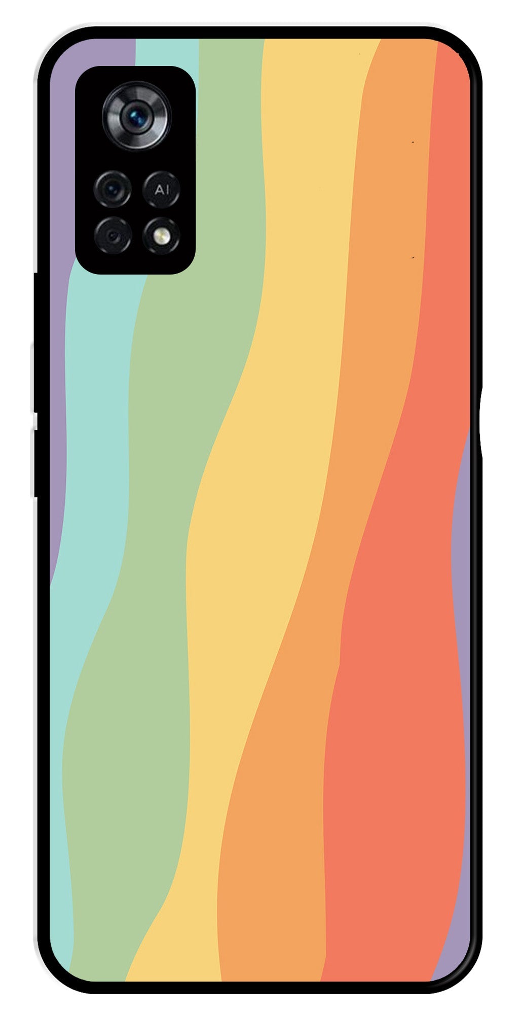 Muted Rainbow Metal Mobile Case for Poco X4 Pro   (Design No -02)