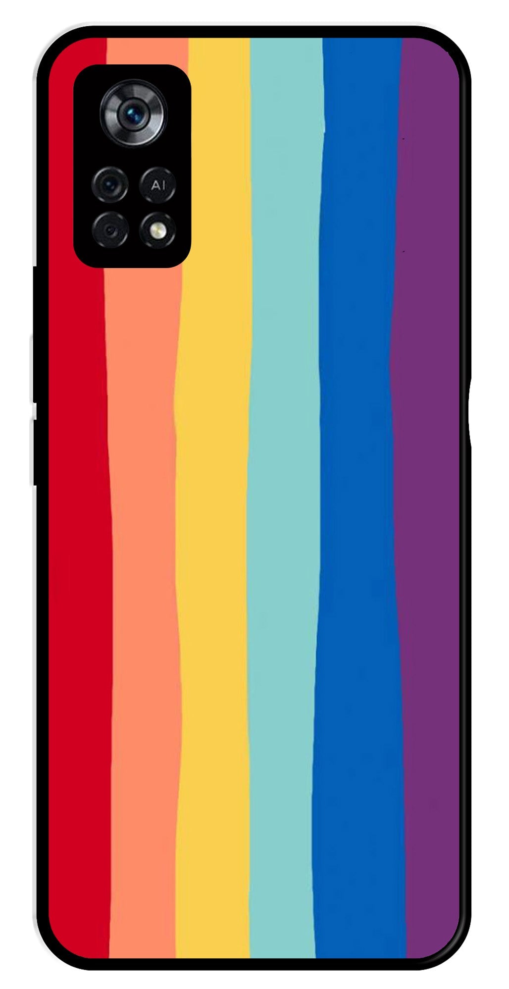 Rainbow MultiColor Metal Mobile Case for Poco X4 Pro   (Design No -03)