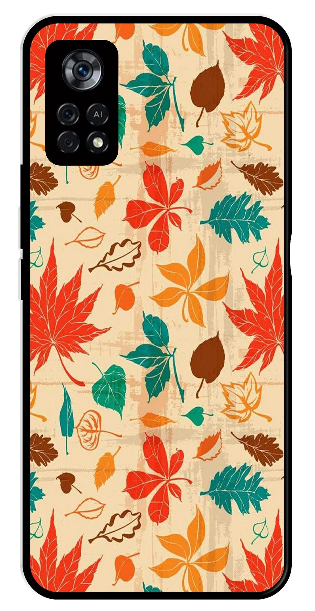 Leafs Design Metal Mobile Case for Poco X4 Pro   (Design No -14)