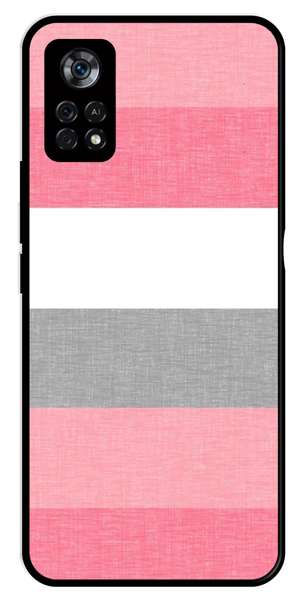 Pink Pattern Metal Mobile Case for Poco X4 Pro   (Design No -23)