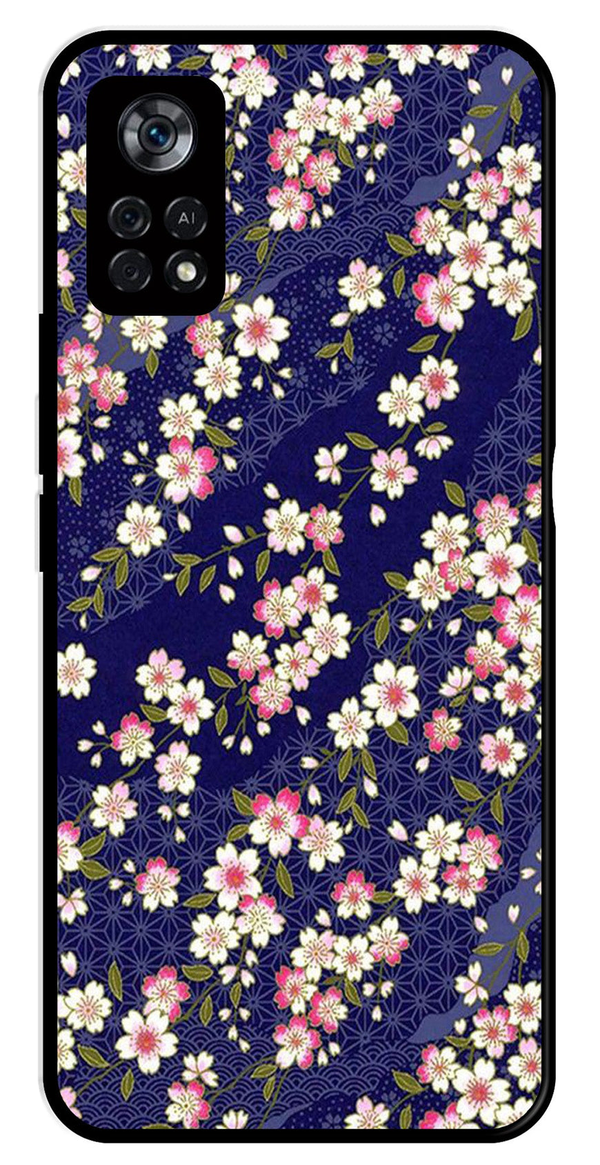 Flower Design Metal Mobile Case for Poco X4 Pro   (Design No -25)