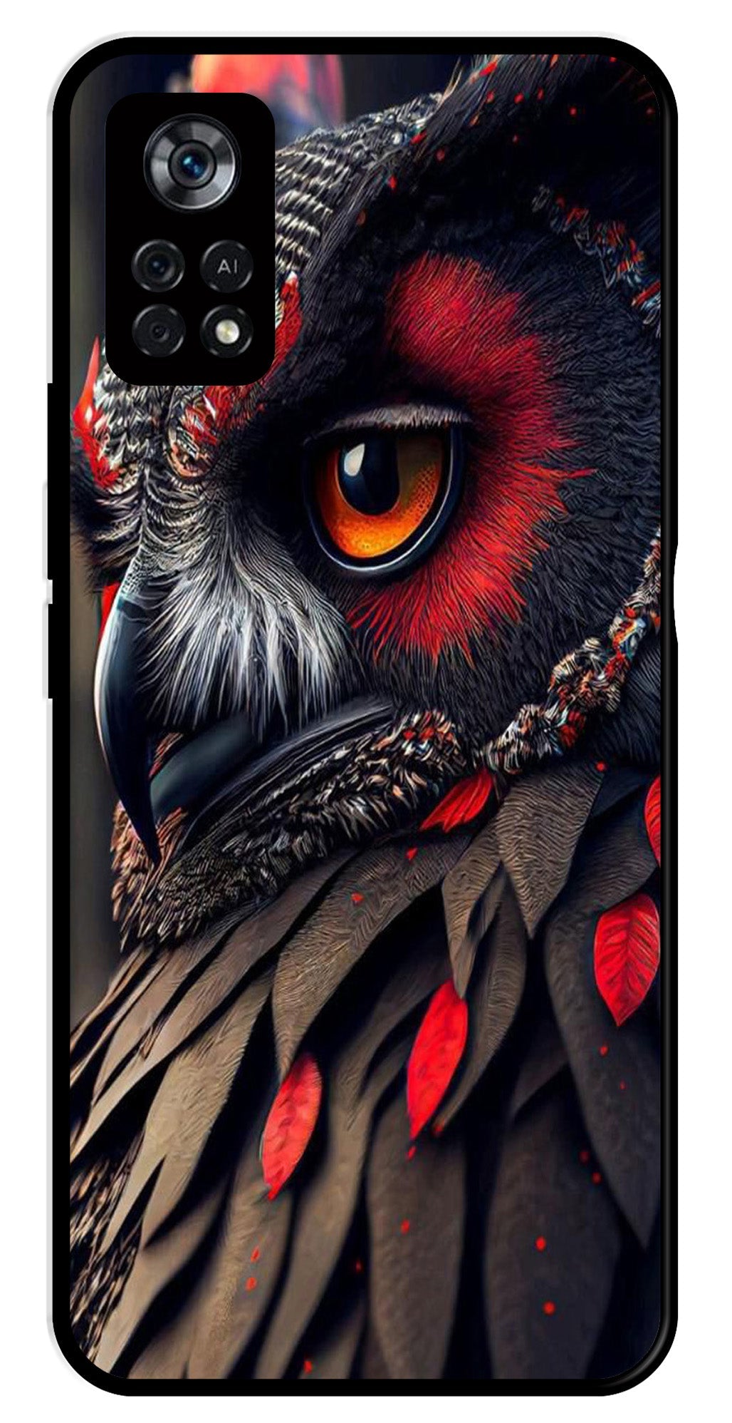 Owl Design Metal Mobile Case for Poco X4 Pro   (Design No -26)