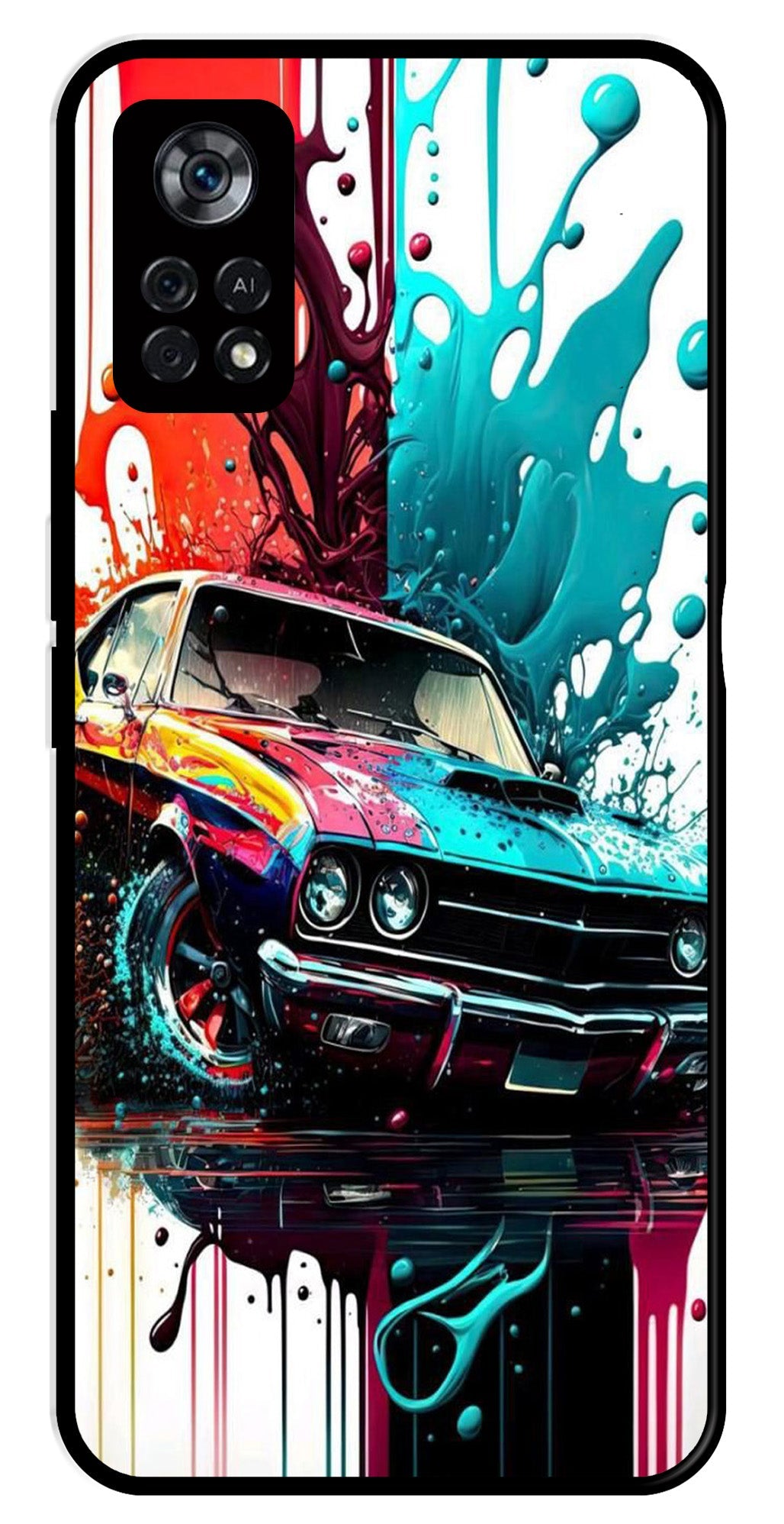 Vintage Car Metal Mobile Case for Poco X4 Pro   (Design No -29)