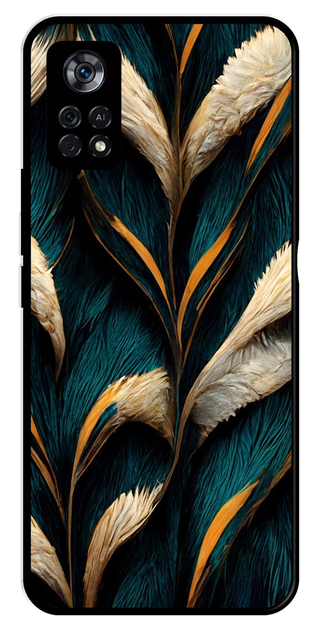 Feathers Metal Mobile Case for Poco X4 Pro   (Design No -30)