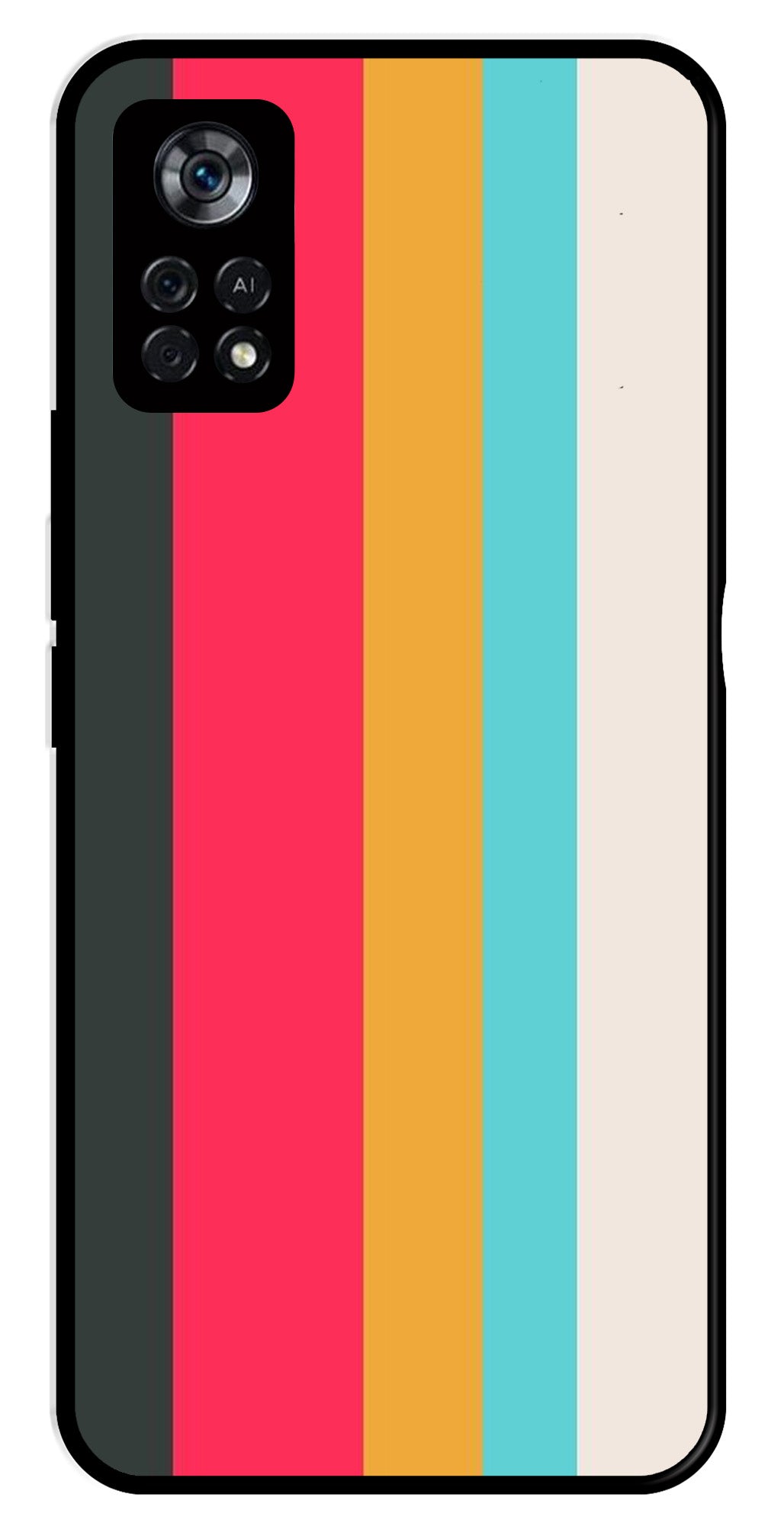 Muted Rainbow Metal Mobile Case for Poco X4 Pro   (Design No -31)