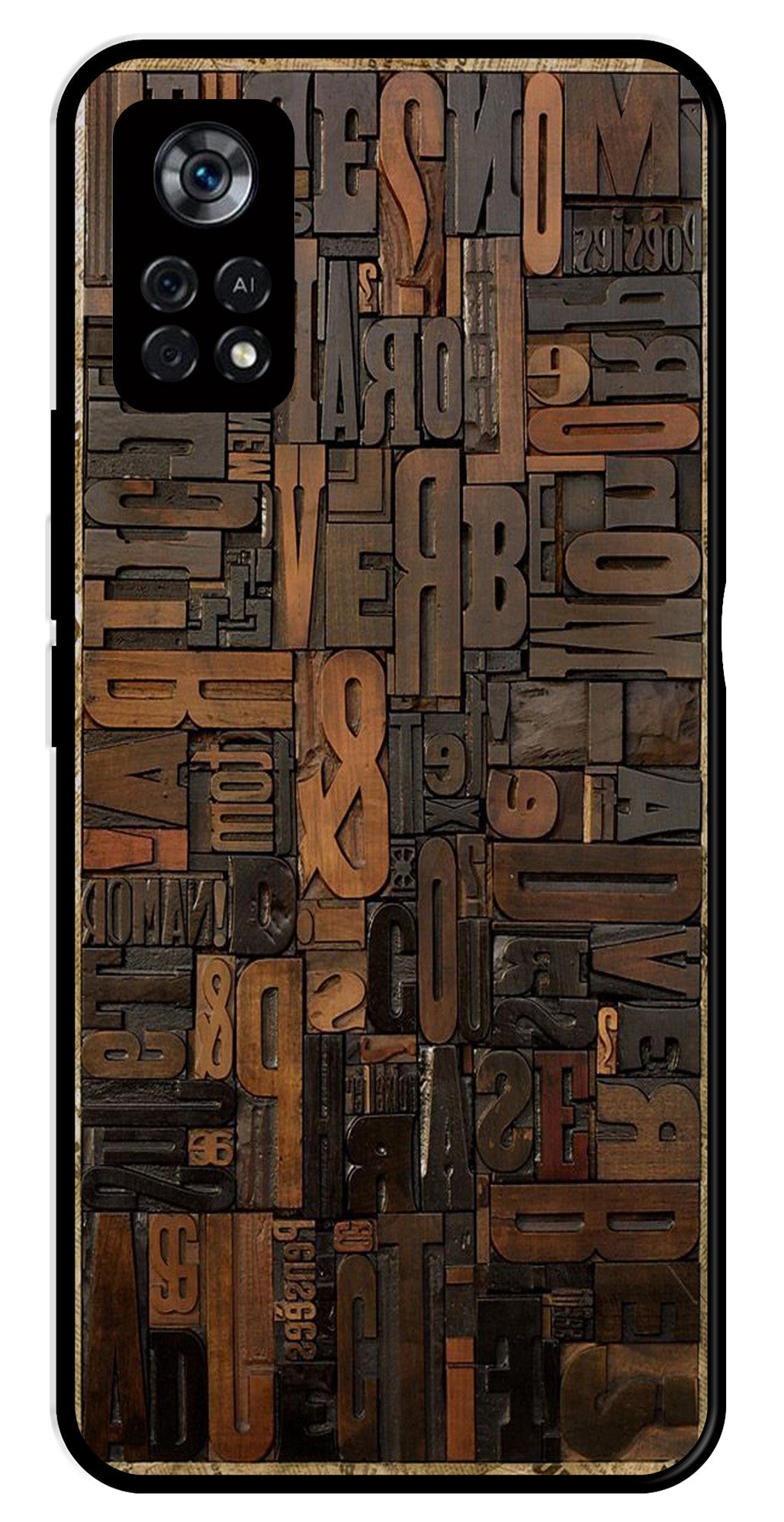 Alphabets Metal Mobile Case for Poco X4 Pro   (Design No -32)