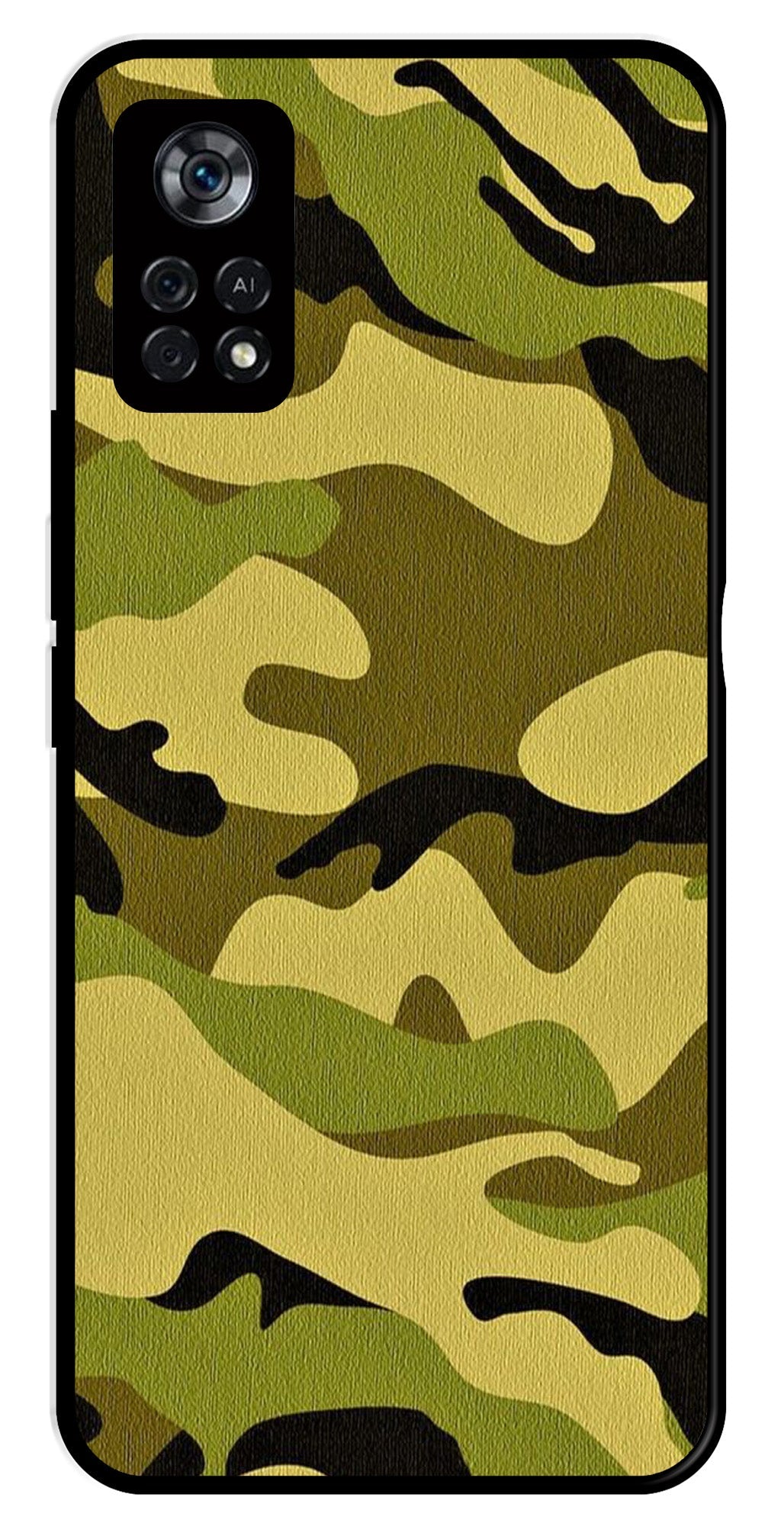 Army Pattern Metal Mobile Case for Poco X4 Pro   (Design No -35)