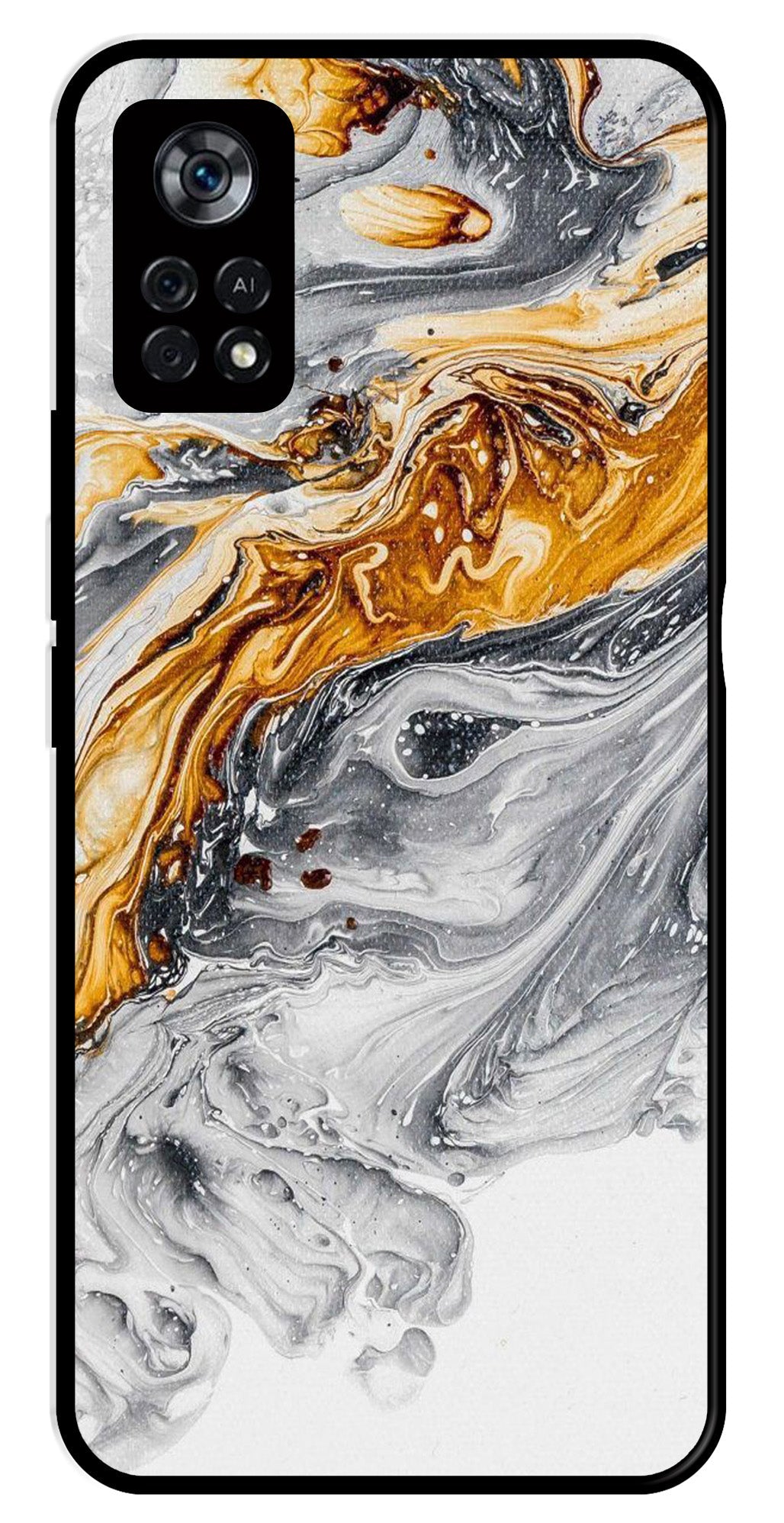 Marble Pattern Metal Mobile Case for Poco X4 Pro   (Design No -36)