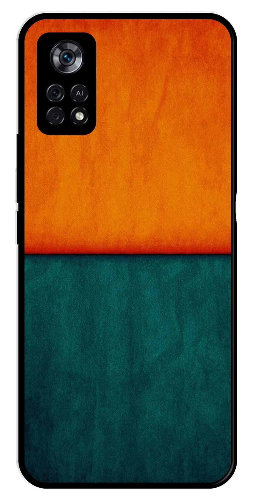 Orange Green Pattern Metal Mobile Case for Poco X4 Pro   (Design No -45)