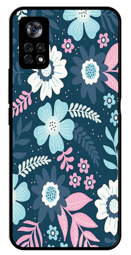 Flower Leaves Design Metal Mobile Case for Poco X4 Pro   (Design No -50)