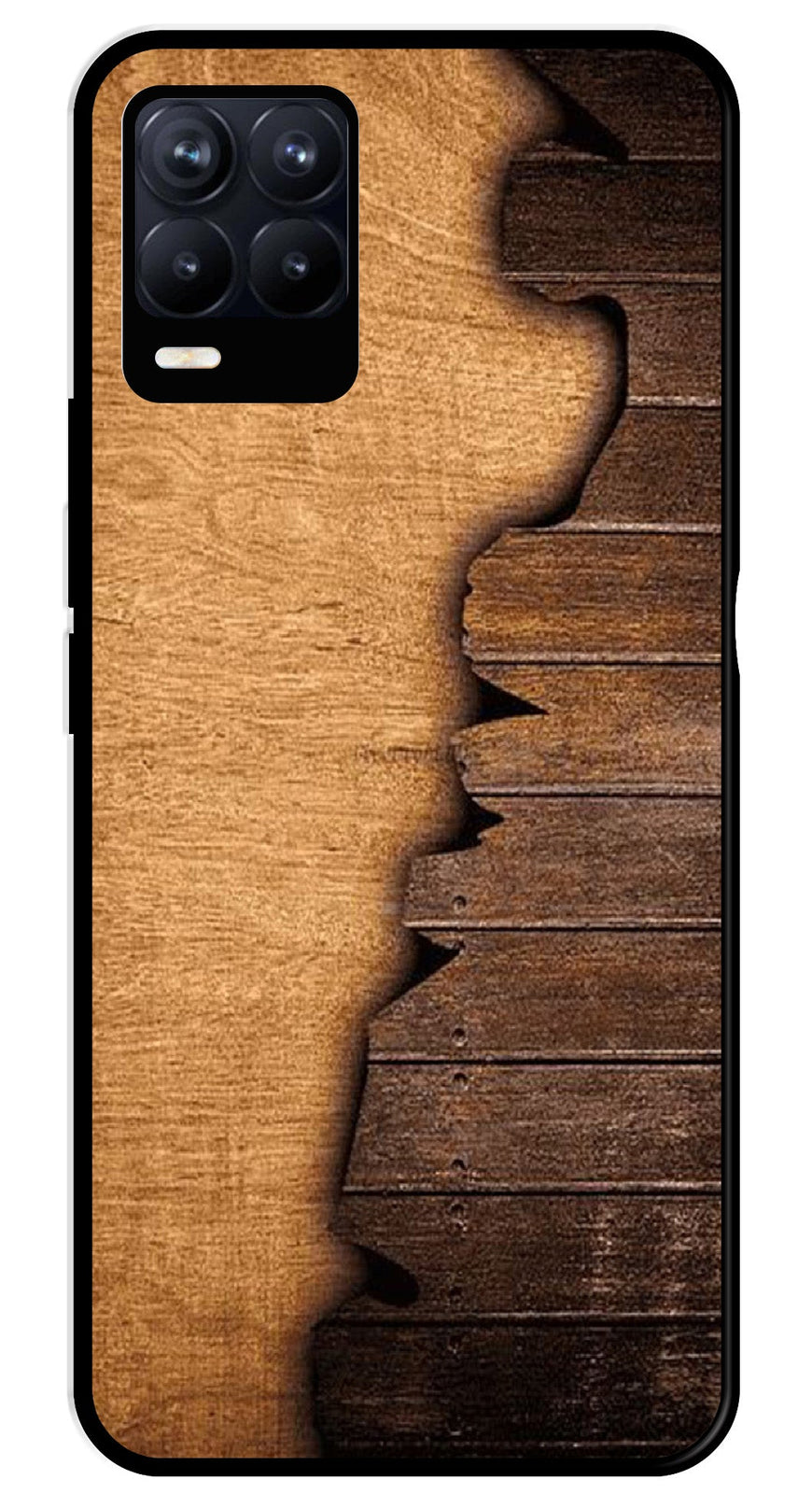 Wooden Design Metal Mobile Case for Realme 8 Pro  (Design No -13)