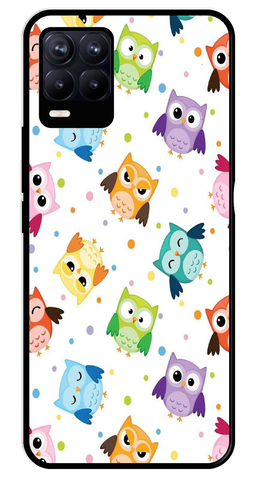 Owls Pattern Metal Mobile Case for Realme 8 Pro  (Design No -20)