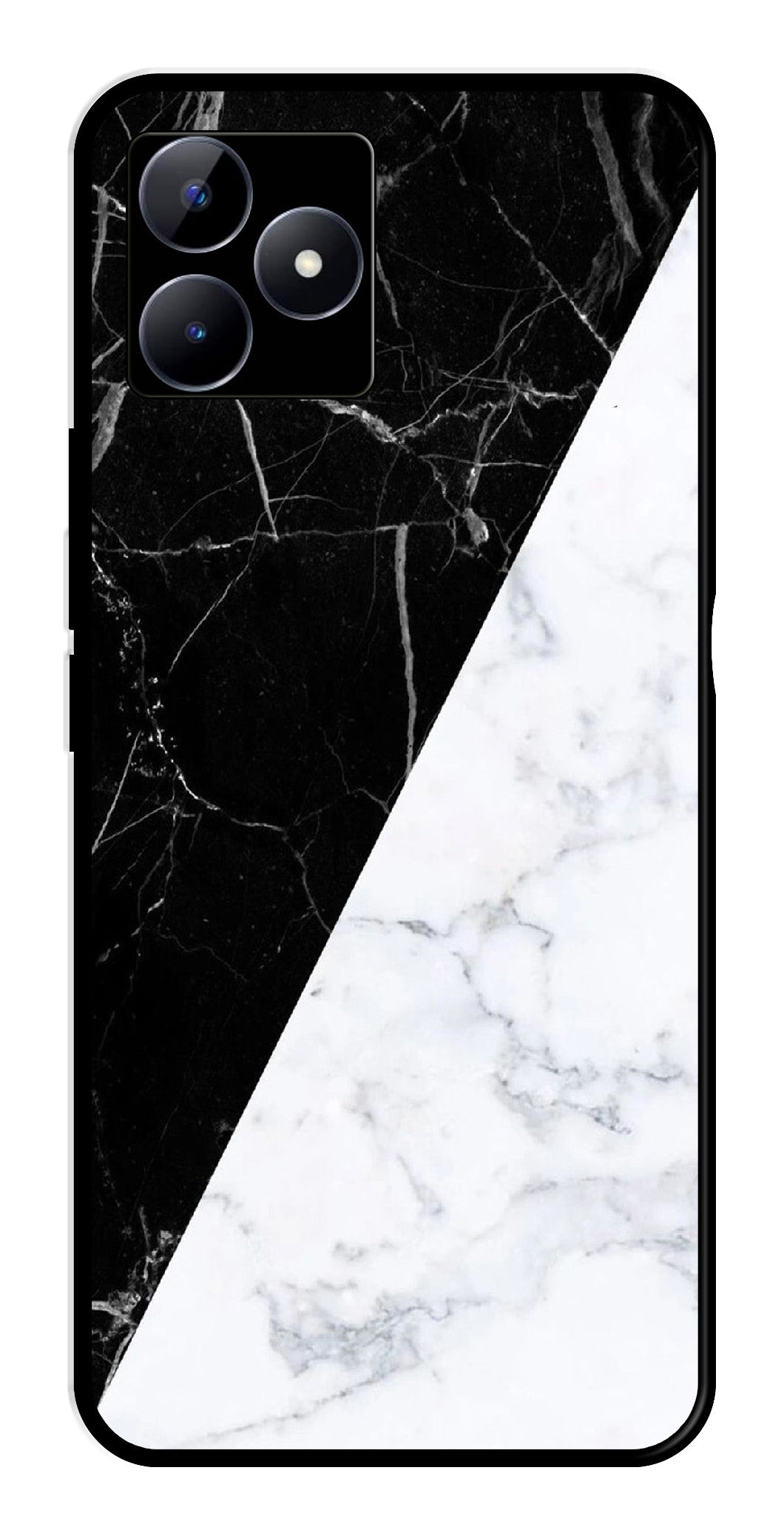 Black White Marble Design Metal Mobile Case for Realme N53   (Design No -09)