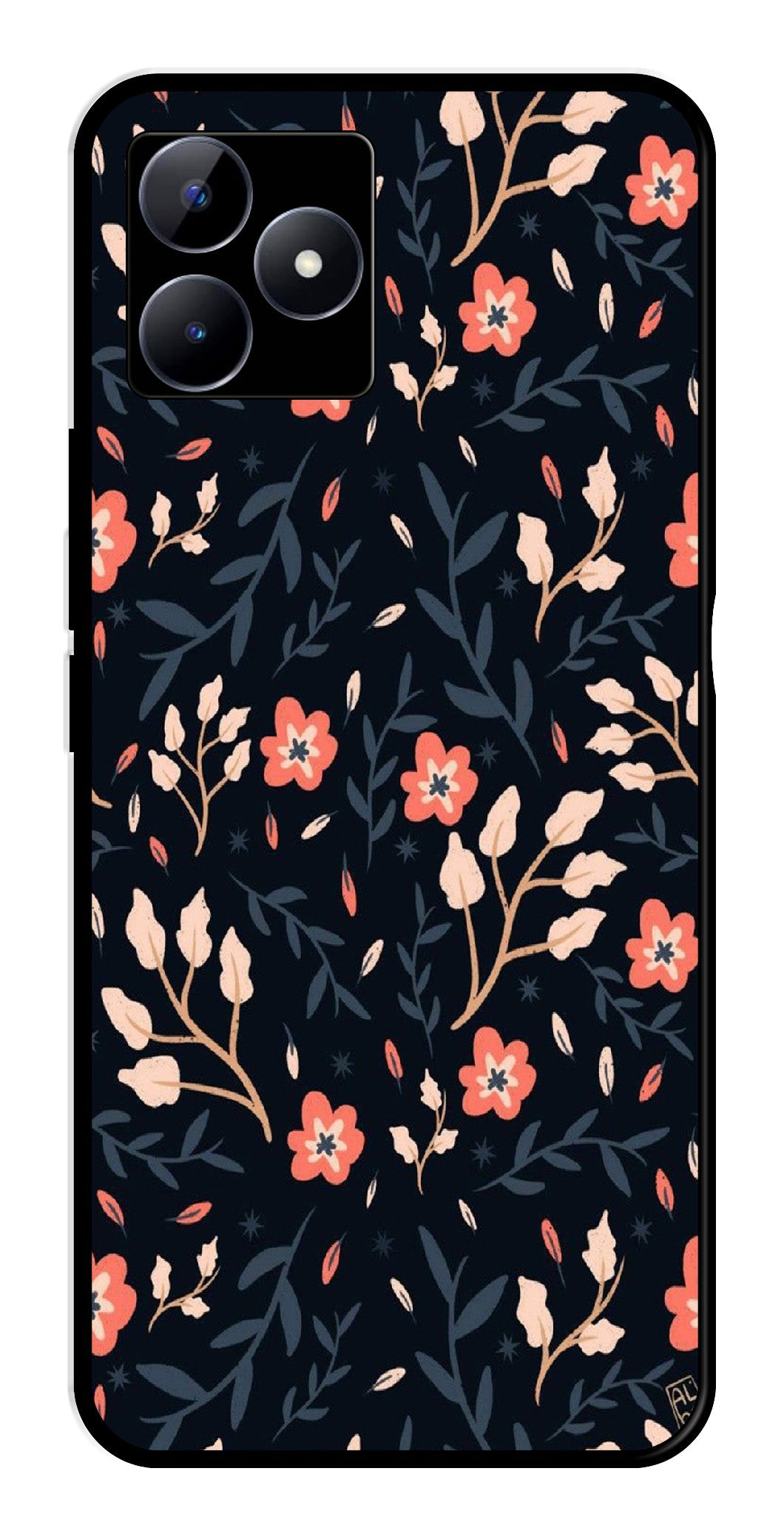 Floral Pattern Metal Mobile Case for Realme N53   (Design No -10)