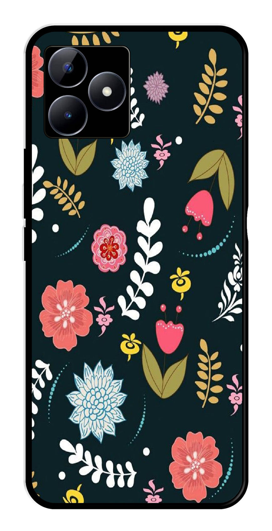 Floral Pattern2 Metal Mobile Case for Realme N53   (Design No -12)