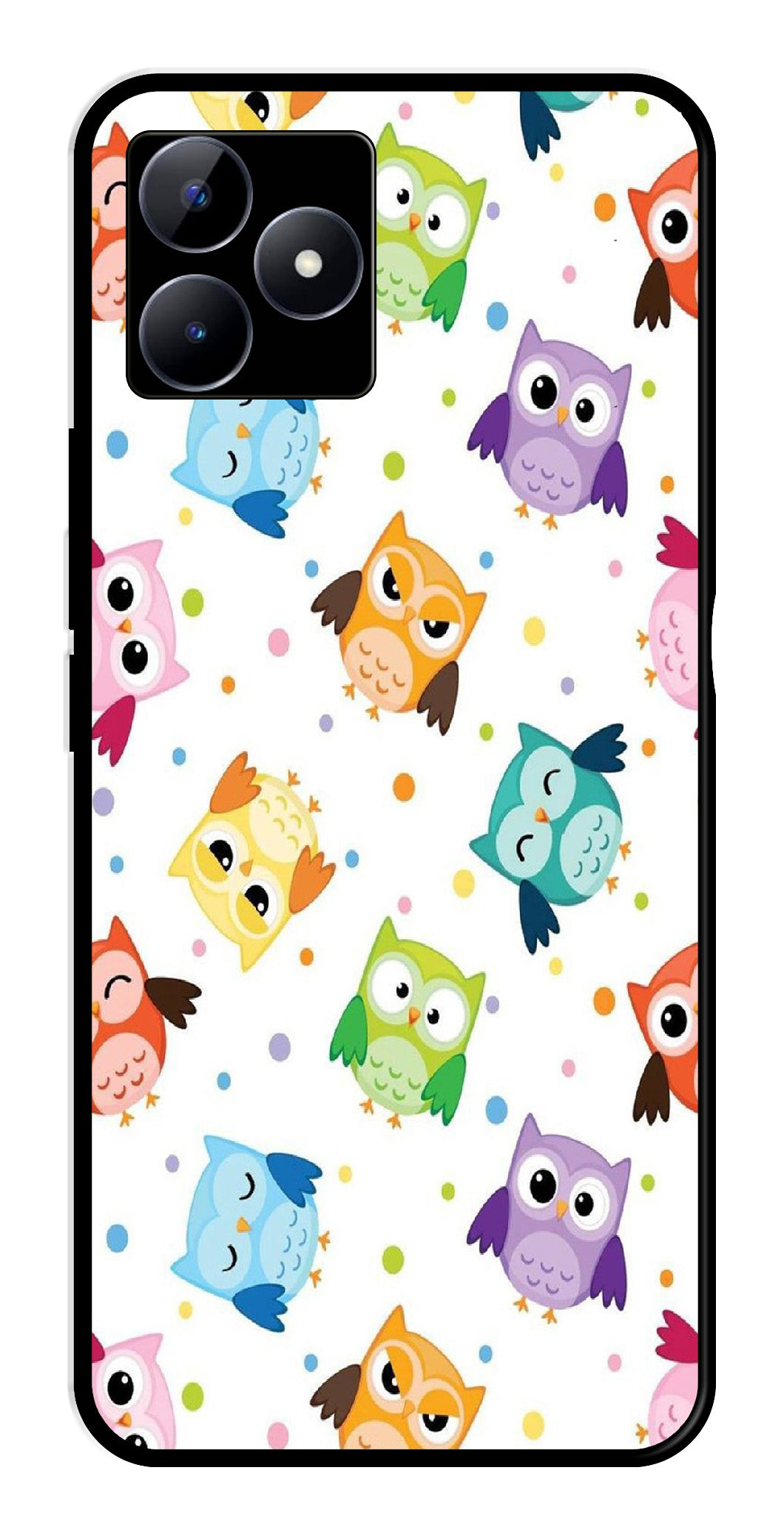 Owls Pattern Metal Mobile Case for Realme N53   (Design No -20)