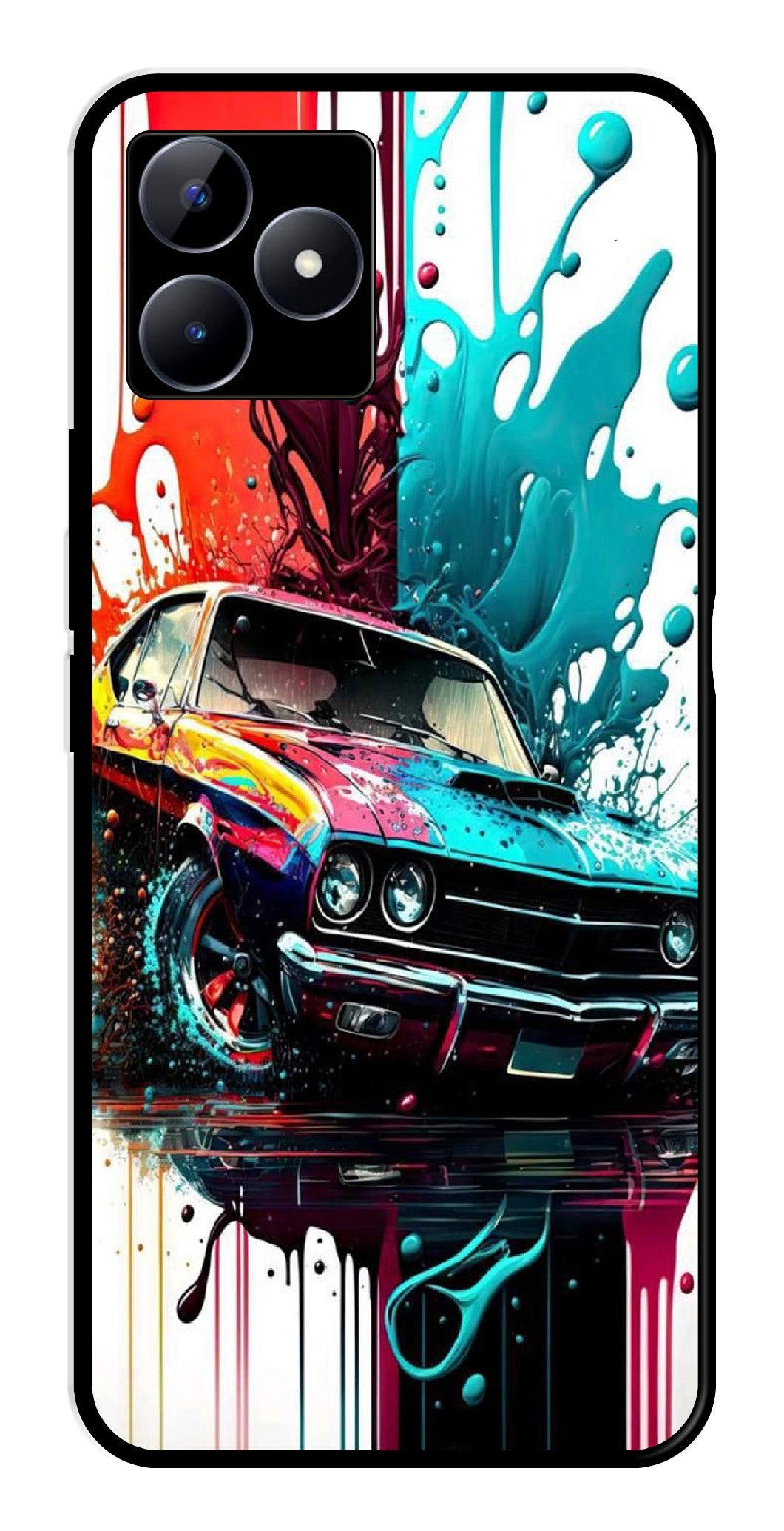 Vintage Car Metal Mobile Case for Realme N53   (Design No -29)