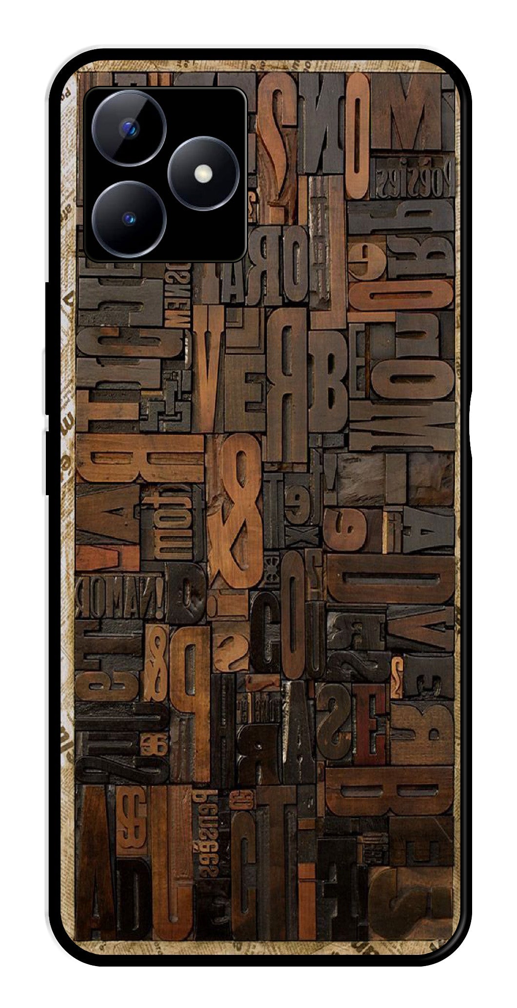 Alphabets Metal Mobile Case for Realme N53   (Design No -32)