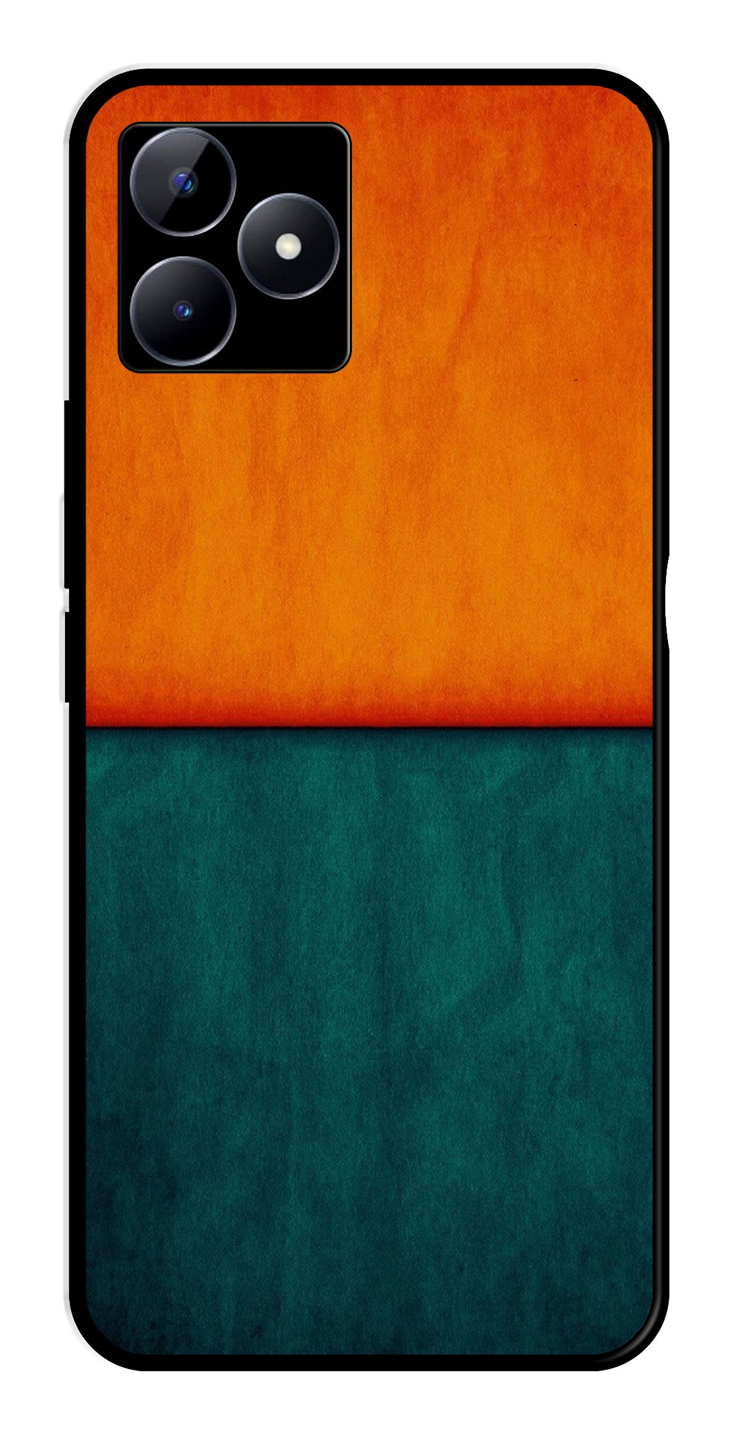 Orange Green Pattern Metal Mobile Case for Realme N53   (Design No -45)