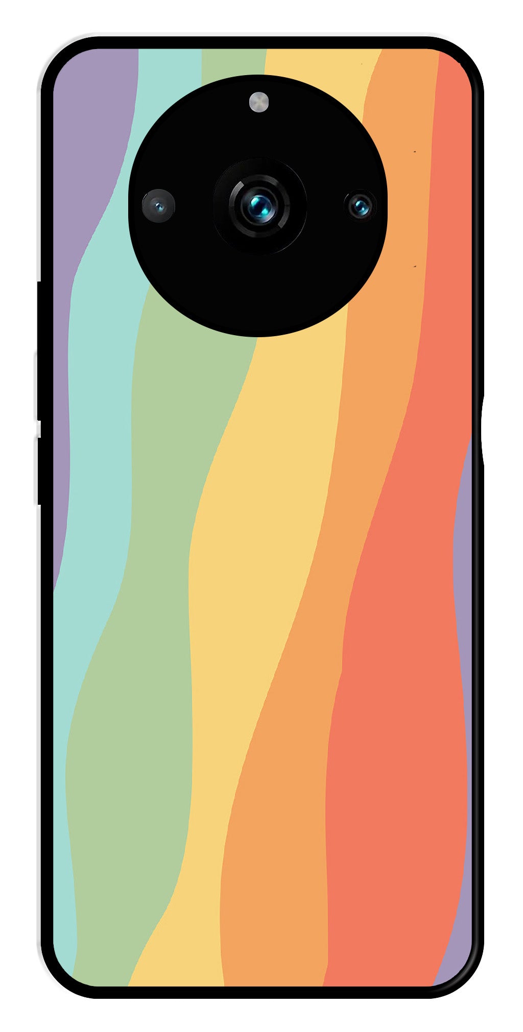 Muted Rainbow Metal Mobile Case for Realme 11 Pro Plus 5G   (Design No -02)