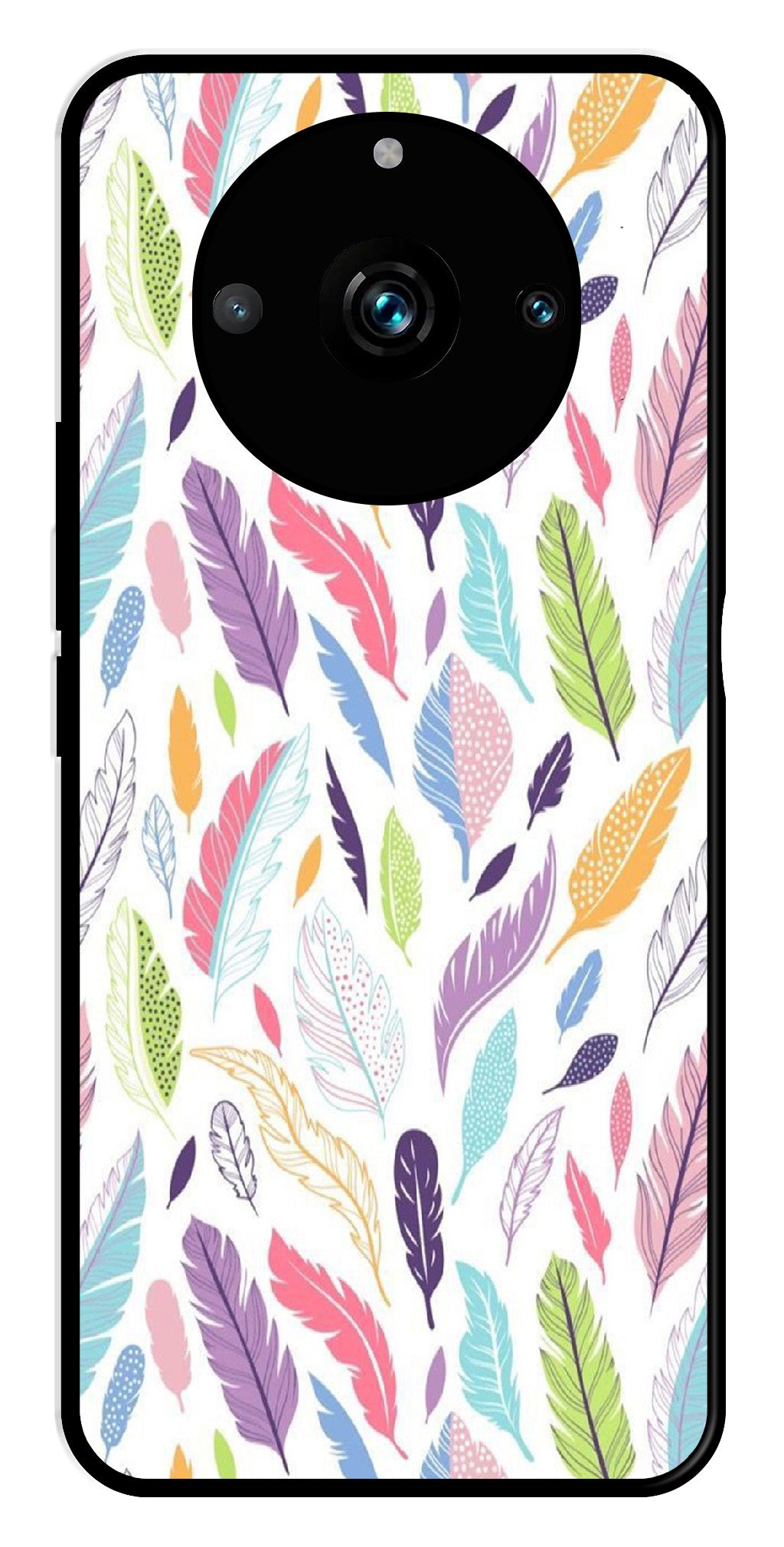 Colorful Feathers Metal Mobile Case for Realme 11 Pro Plus 5G   (Design No -06)