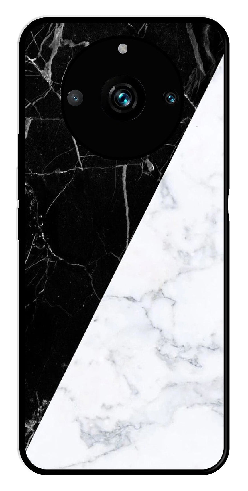 Black White Marble Design Metal Mobile Case for Realme 11 Pro Plus 5G   (Design No -09)