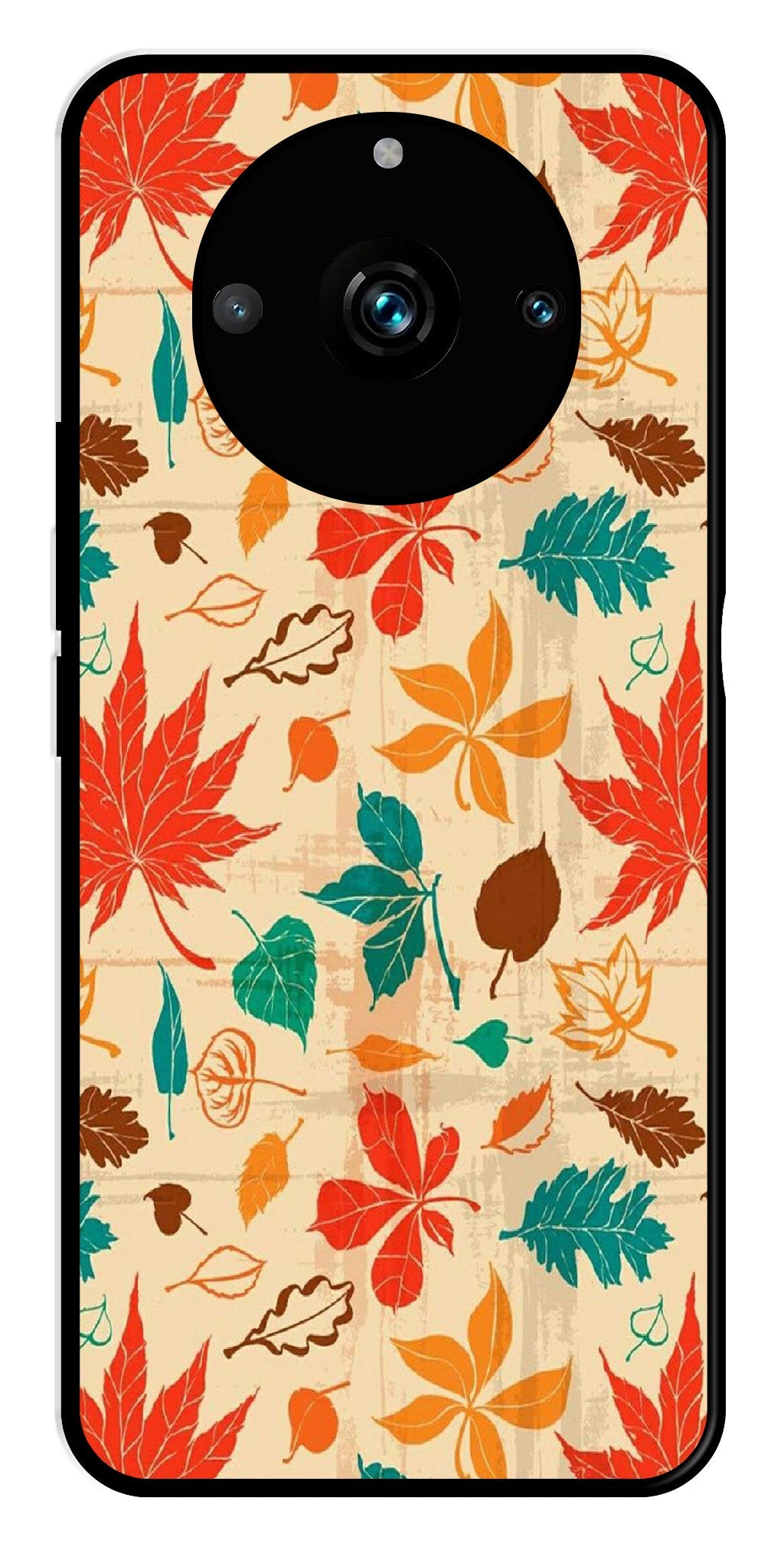 Leafs Design Metal Mobile Case for Realme 11 Pro Plus 5G   (Design No -14)