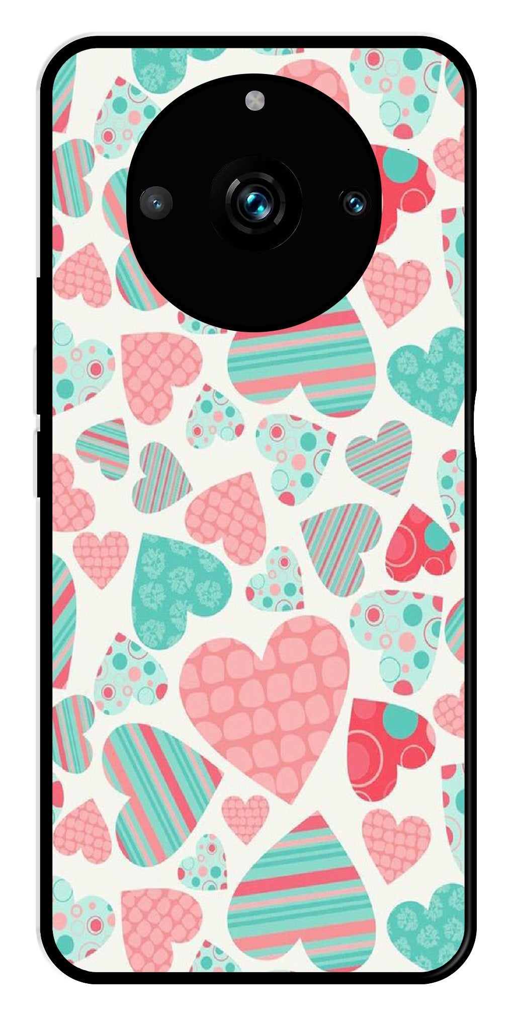 Hearts Pattern Metal Mobile Case for Realme 11 Pro Plus 5G   (Design No -22)