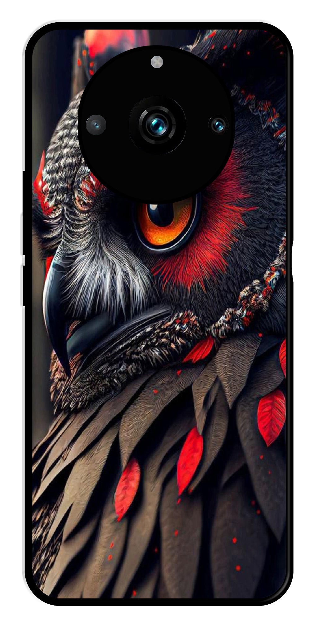 Owl Design Metal Mobile Case for Realme 11 Pro Plus 5G   (Design No -26)