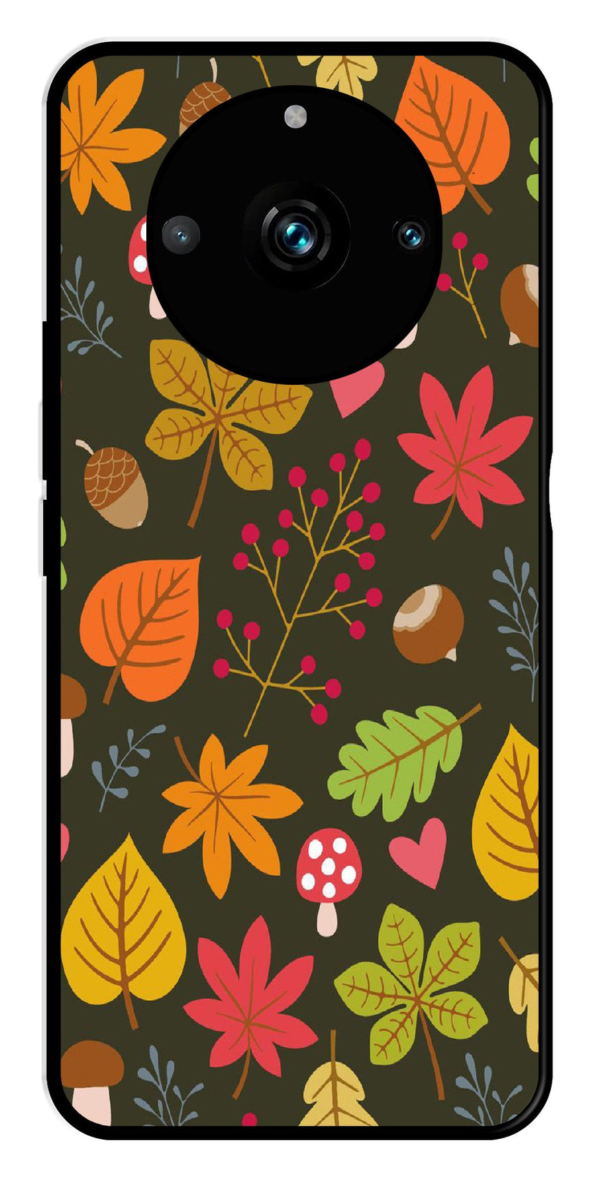 Leaves Design Metal Mobile Case for Realme 11 Pro Plus 5G   (Design No -51)