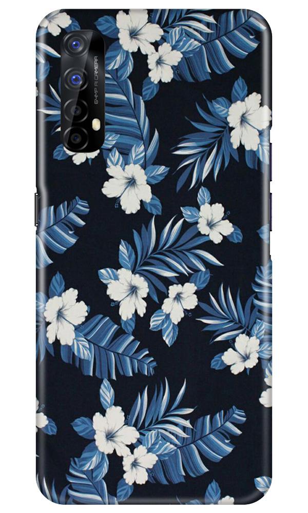 White flowers Blue Background2 Case for Realme 7