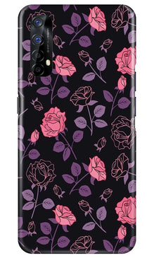 Rose Black Background Mobile Back Case for Realme 7 (Design - 27)