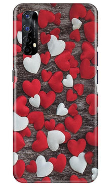 Red White Hearts Mobile Back Case for Realme 7  (Design - 105)