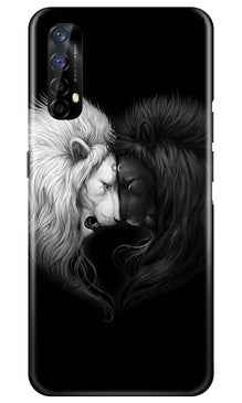 Dark White Lion Mobile Back Case for Realme 7  (Design - 140)