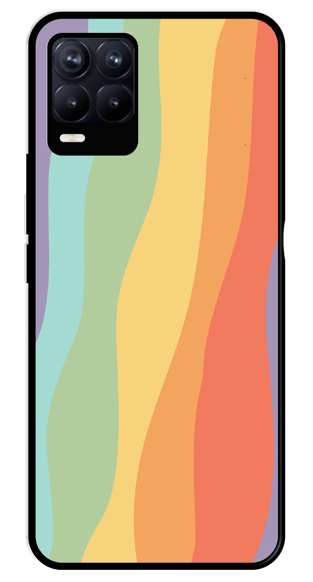 Muted Rainbow Metal Mobile Case for Realme 8 4G  (Design No -02)