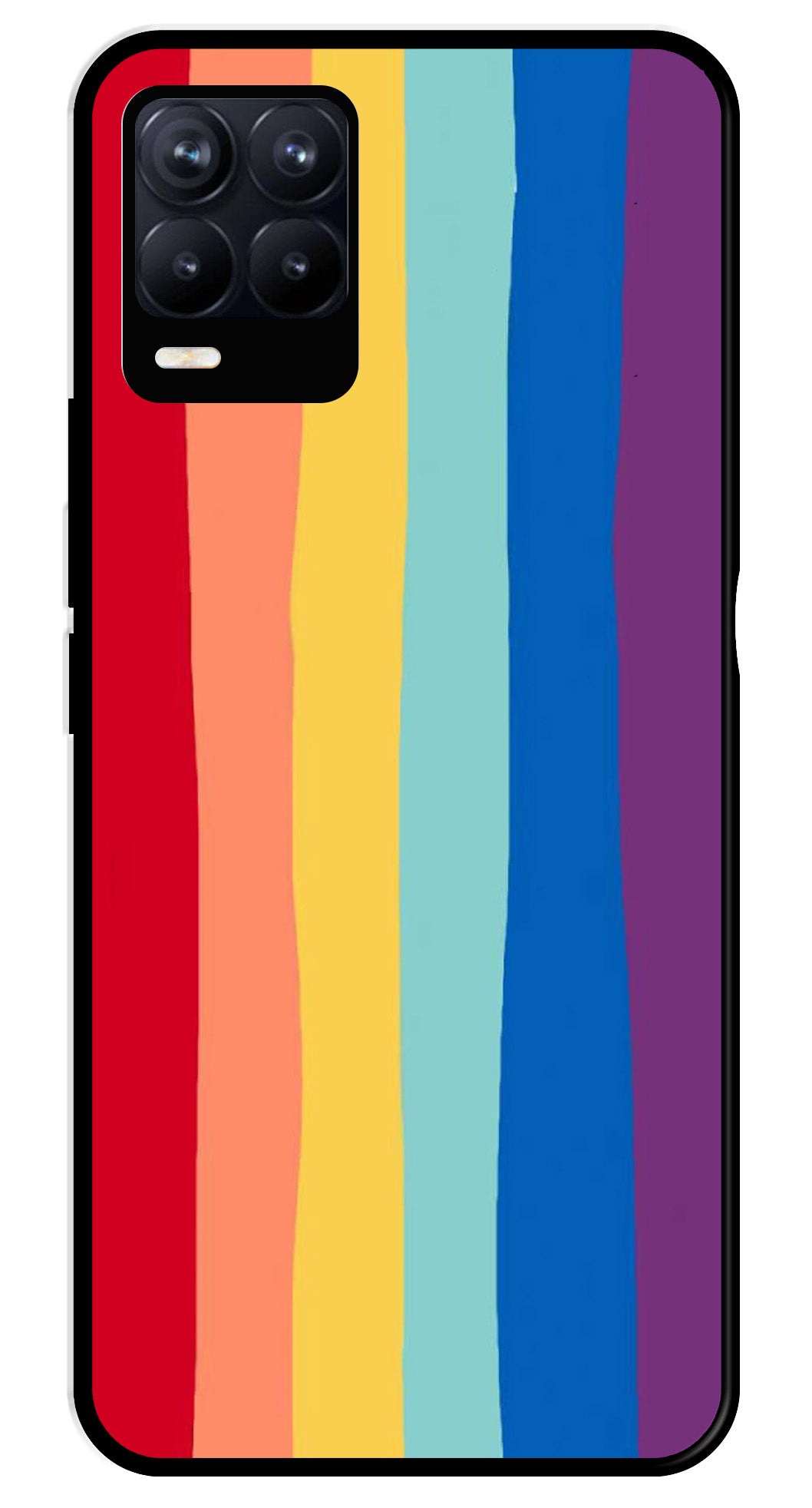 Rainbow MultiColor Metal Mobile Case for Realme 8 4G  (Design No -03)