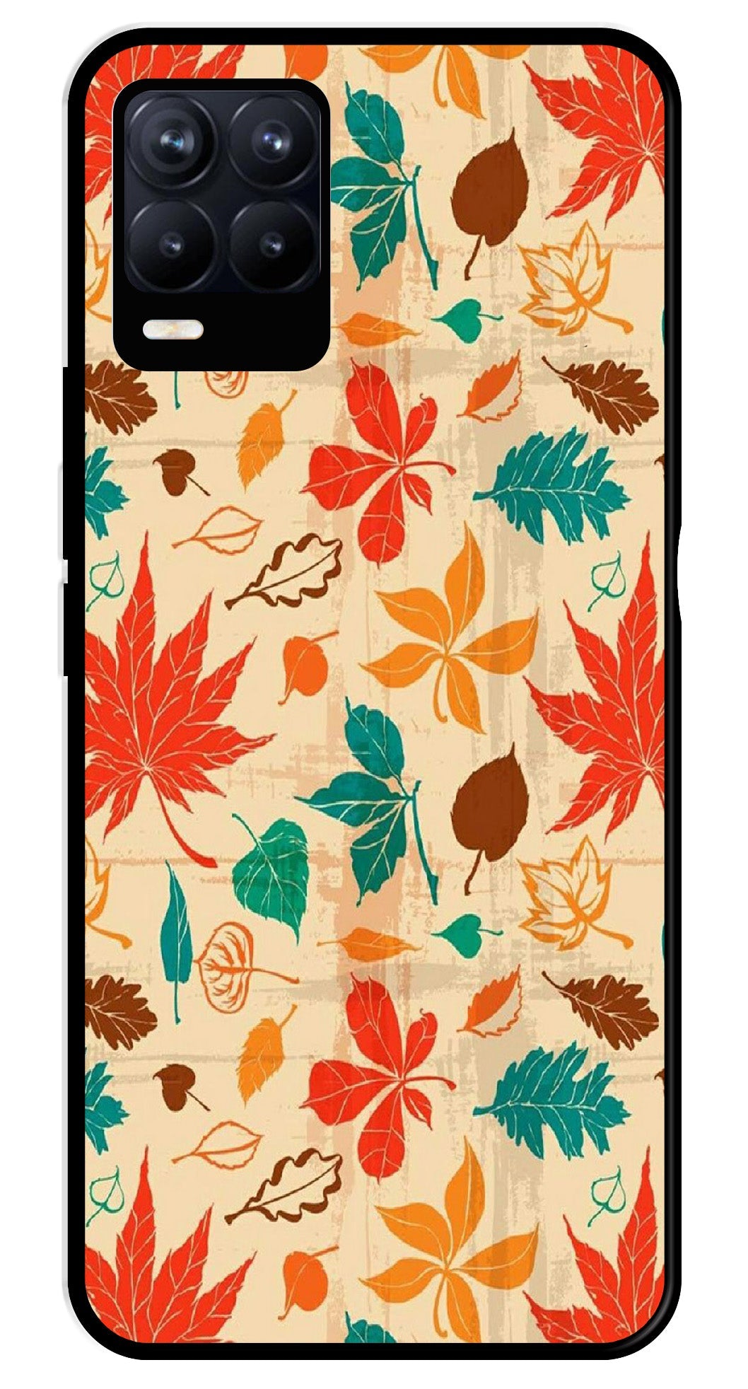 Leafs Design Metal Mobile Case for Realme 8 4G  (Design No -14)