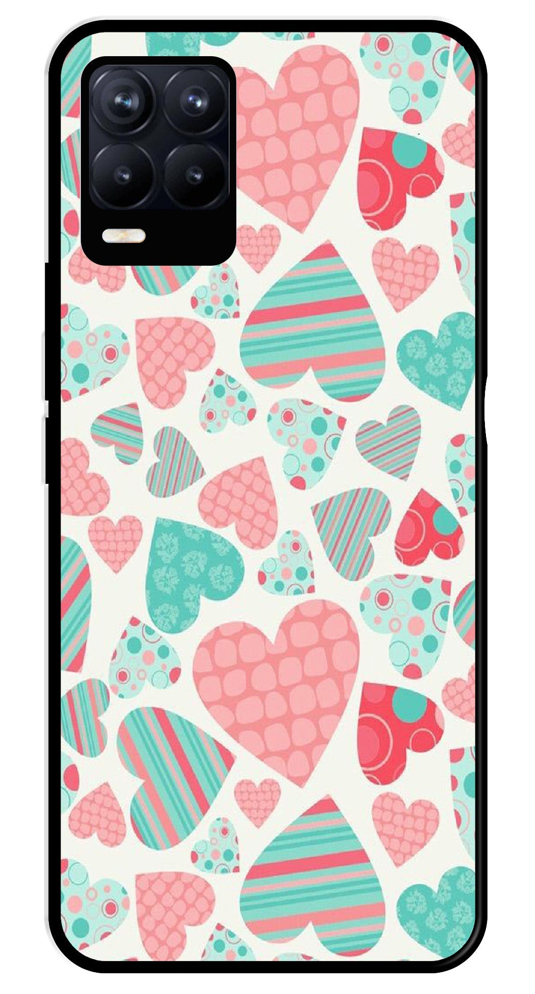 Hearts Pattern Metal Mobile Case for Realme 8 4G  (Design No -22)