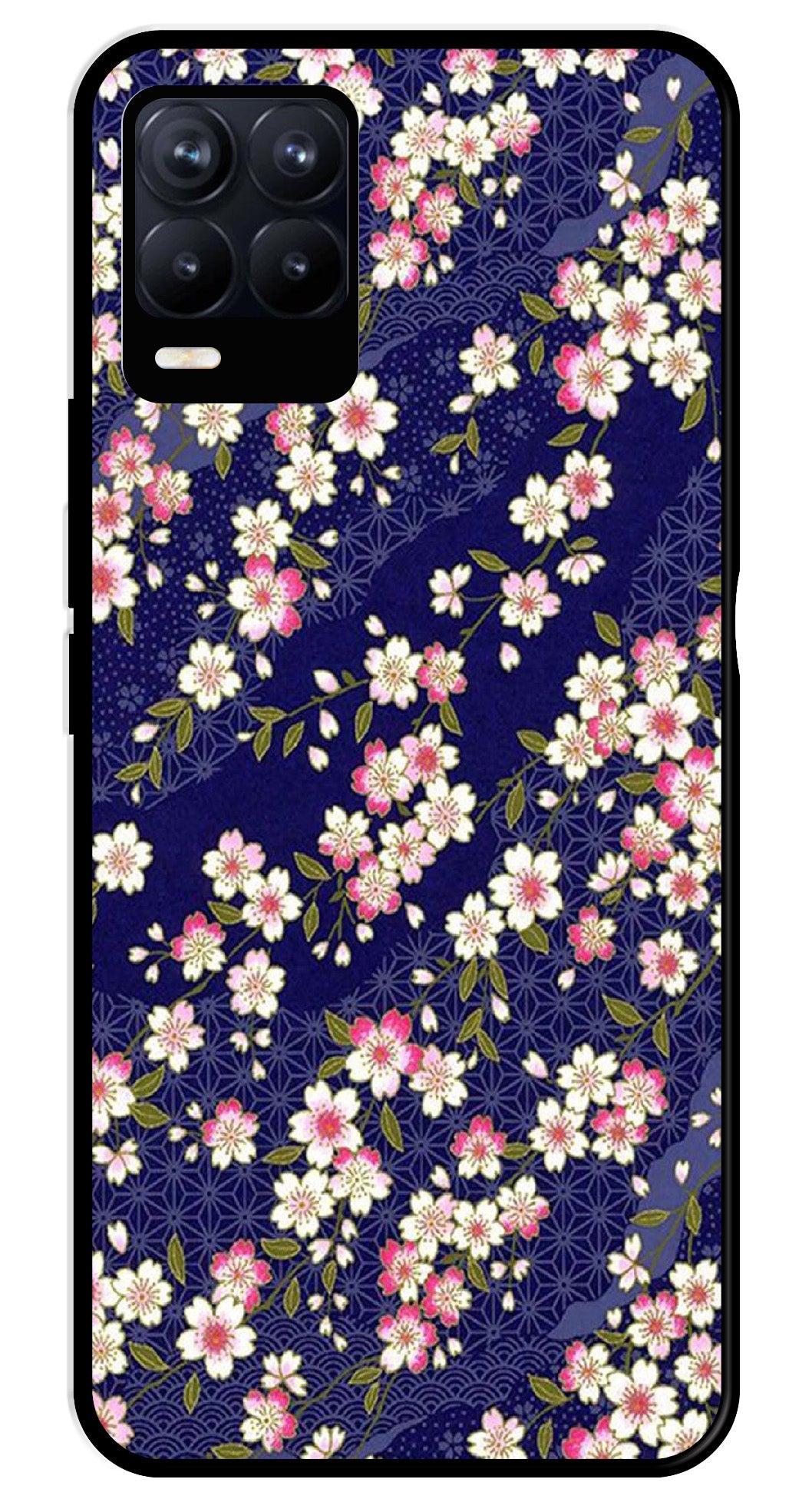 Flower Design Metal Mobile Case for Realme 8 4G  (Design No -25)