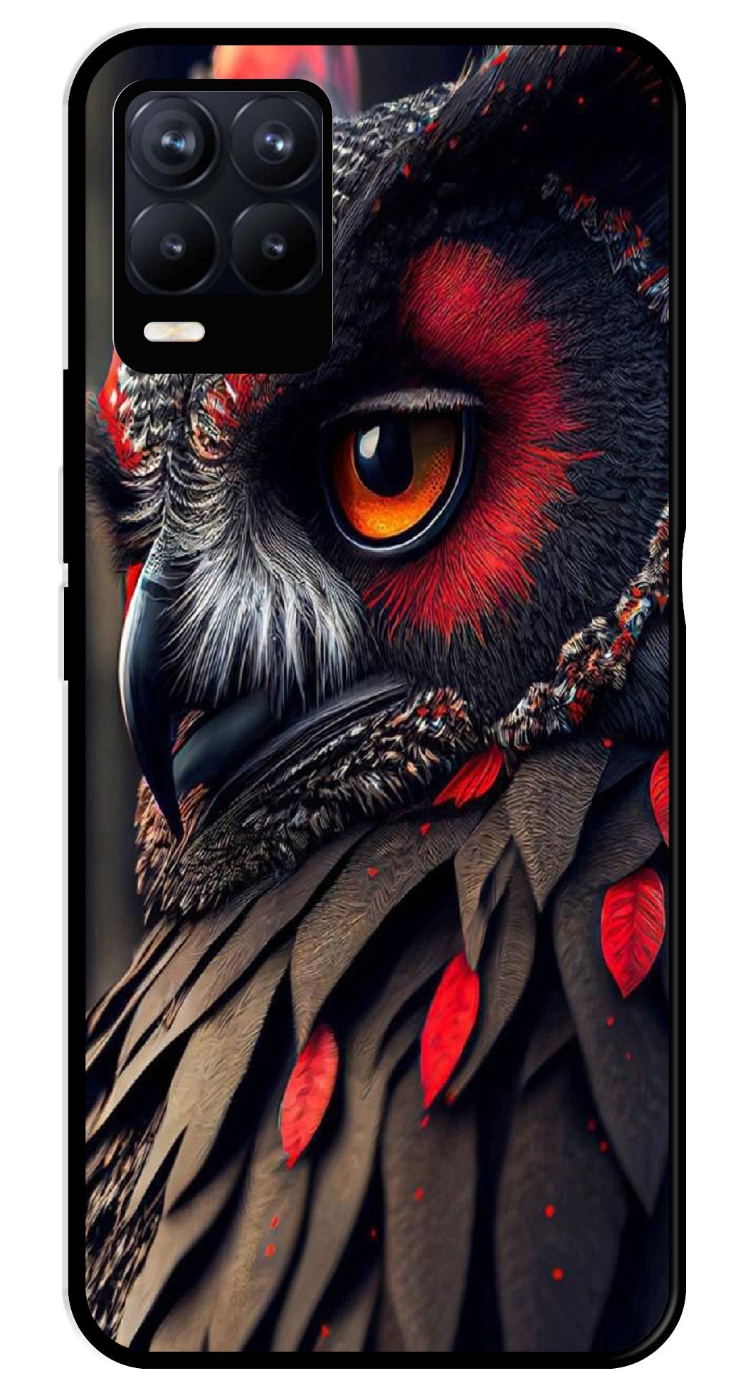 Owl Design Metal Mobile Case for Realme 8 4G  (Design No -26)