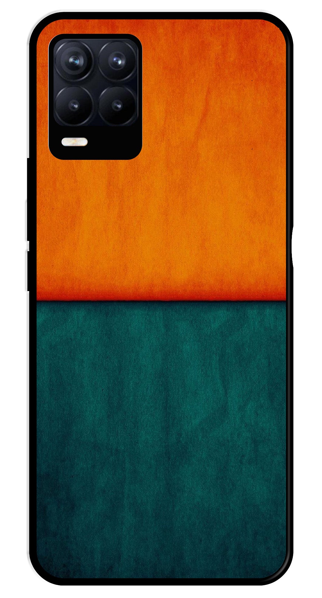 Orange Green Pattern Metal Mobile Case for Realme 8 4G  (Design No -45)